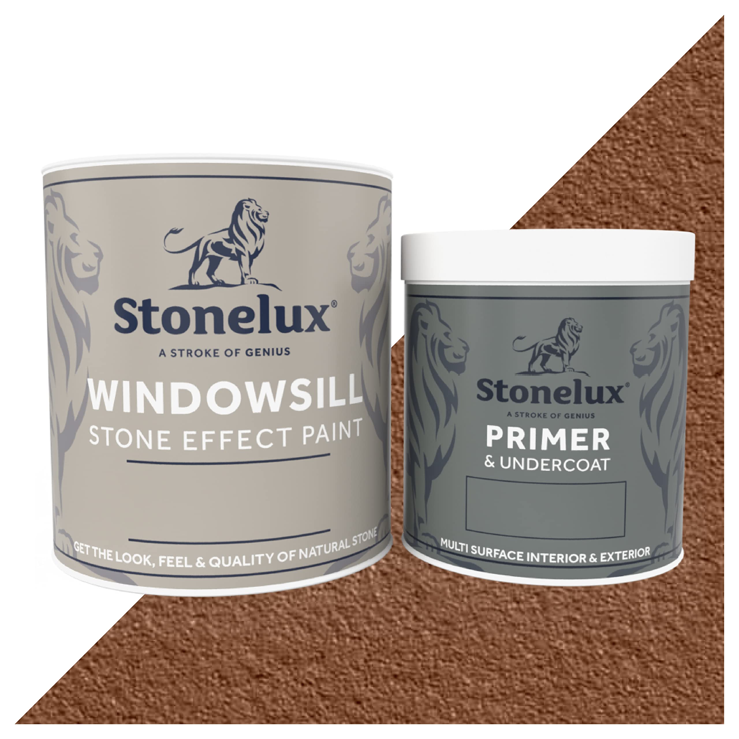 StoneLux Windowsill Paint - Stone Effect Paint - 1L & 500ml Primer (Terracotta)