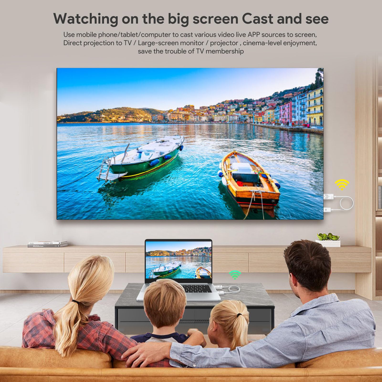 Jectse Trasmettitore e Ricevitore HDMI Wireless, Kit Extender HDMI Wireless da 2,4 GHz/5 GHz Punto a Punto, 1080P HD Plug & Play per Laptop PC TV Box Proiettore Streaming