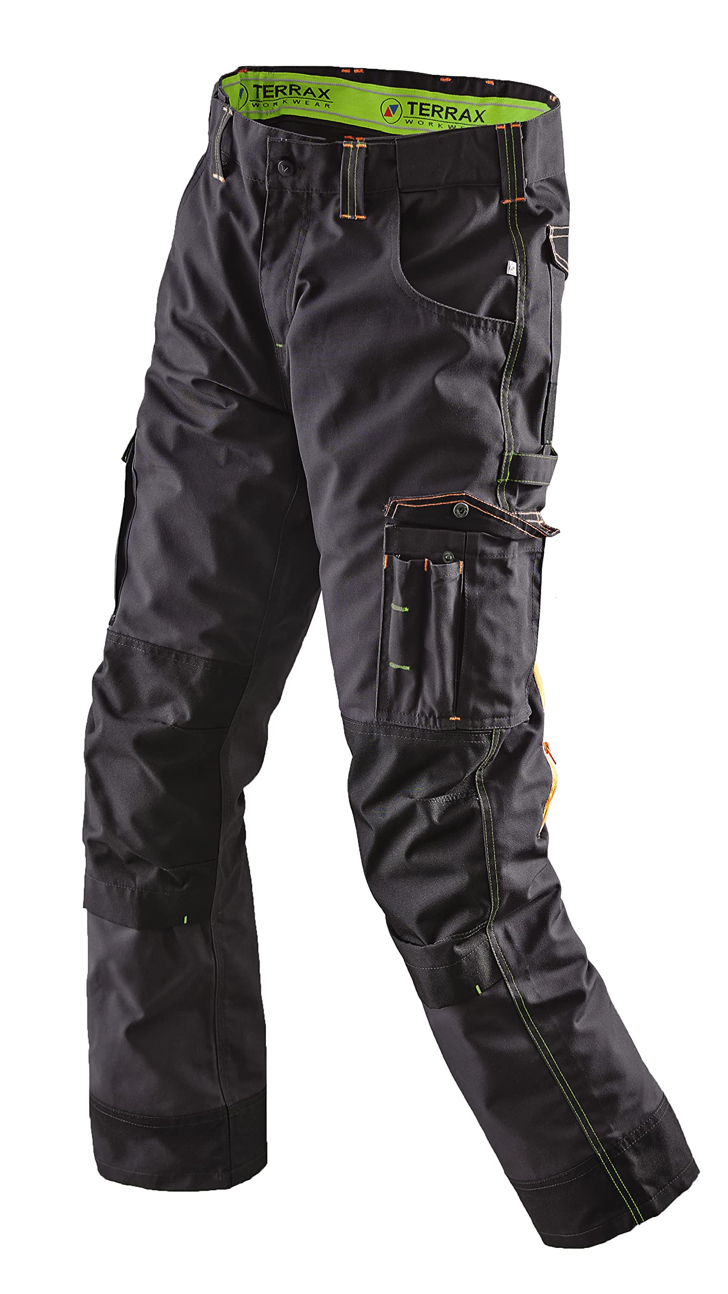 Terrax Workwear Herren Arbeitshose mit integriertem Gürtel - Bundhose mit zahlreichen Taschen