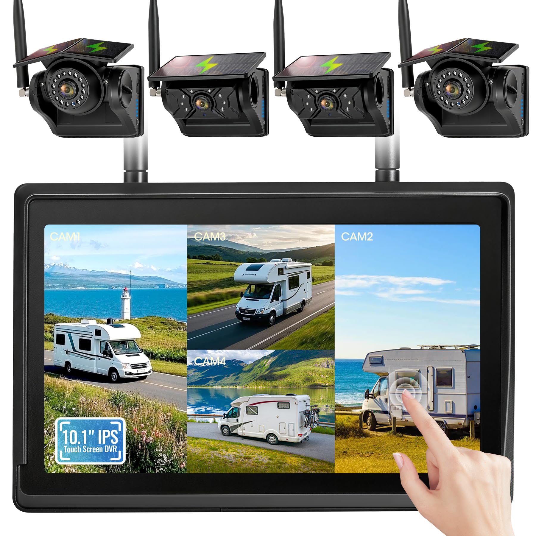 Photo 1 of HEECOOMI 4-Camera Wireless Backup Camera System with 10.1" Touchscreen