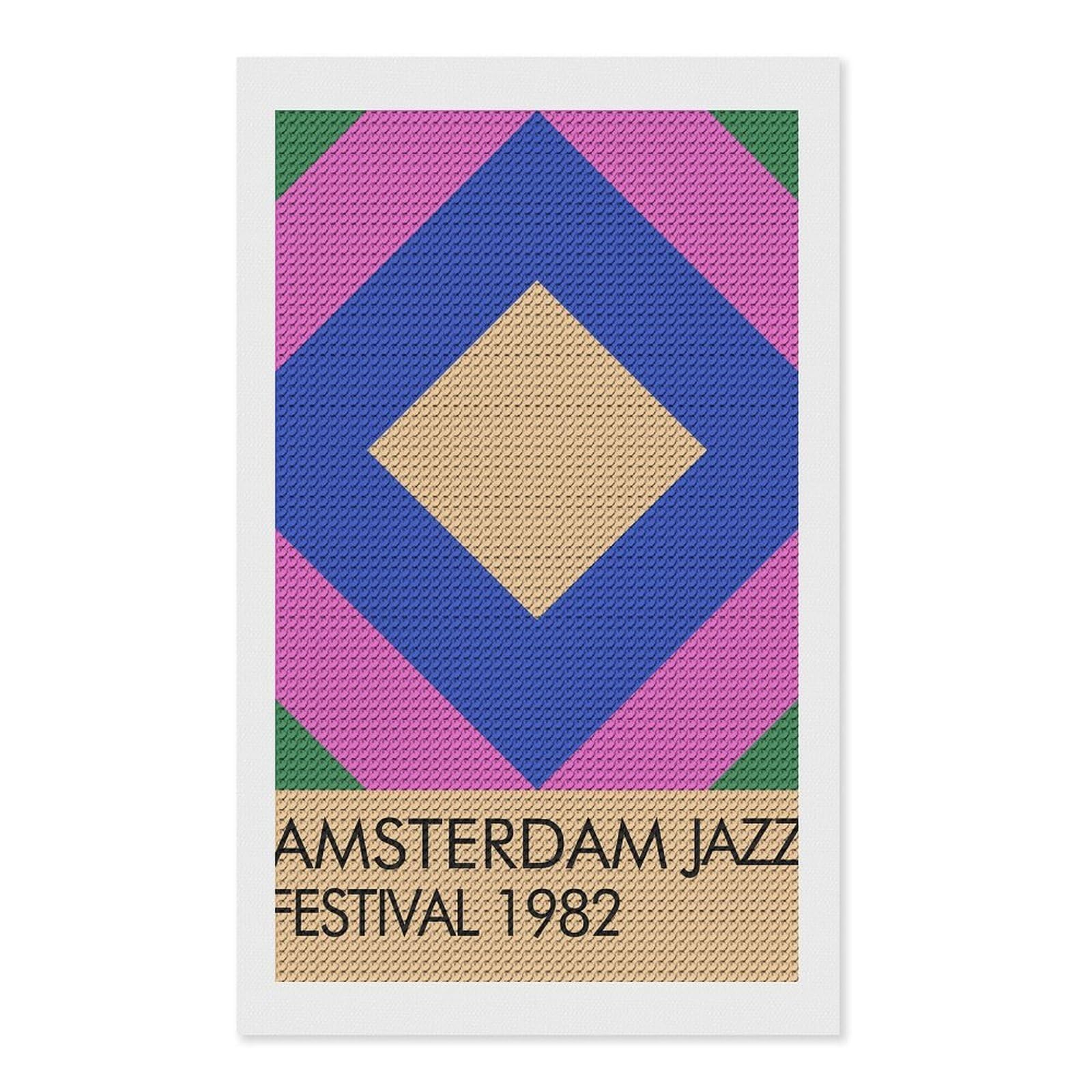 Junmoney Amsterdam Jazz Festival 1982 Diamond Painting Canvas Set 12"x20", for Adults, Bedroom Decor, Good for Quiet Evenings, Festive Craft Gift