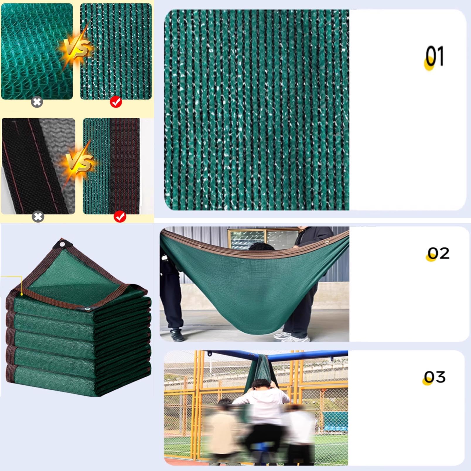 Dunkelgrünes E-Tuch, UV-Harz, Outdoor-Sonnenschutz, atmungsaktives Gewebe für Garten, Terrasse, Gewächshaus und Pera-Pflanzenbucht