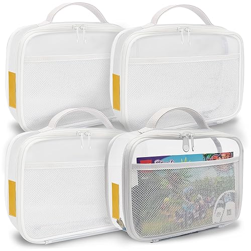 holay Juego de 4 bloques de PVC con cremallera, juguetes, arcilla, estuche organizador de almacenamiento de juegos de mesa (etiqueta de nombre,