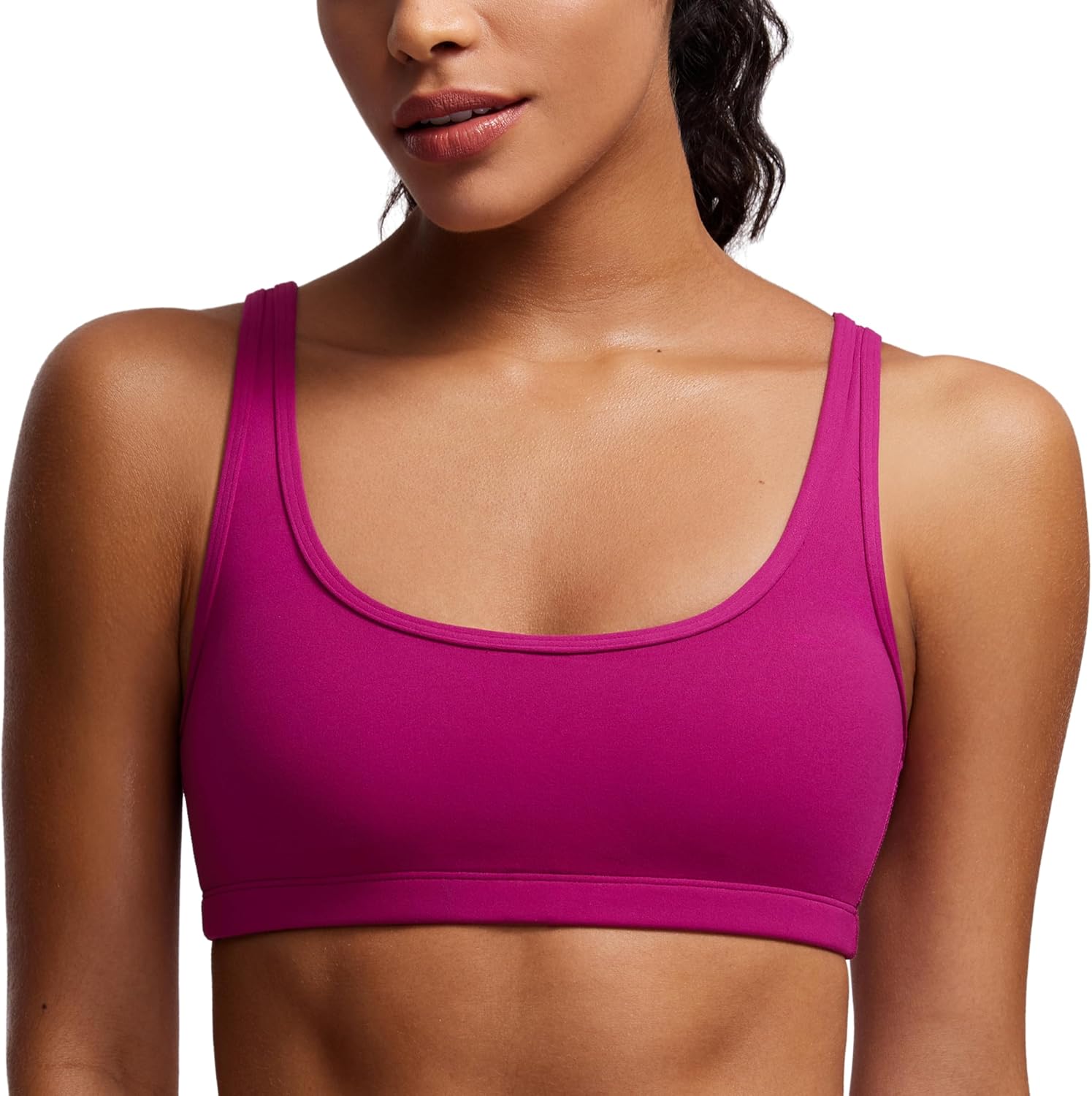 CRZ YOGA Butterluxe Mini Bra for Women - Scoop Neck Low Impact Wireless Sports Yoga Padded Workout Cami