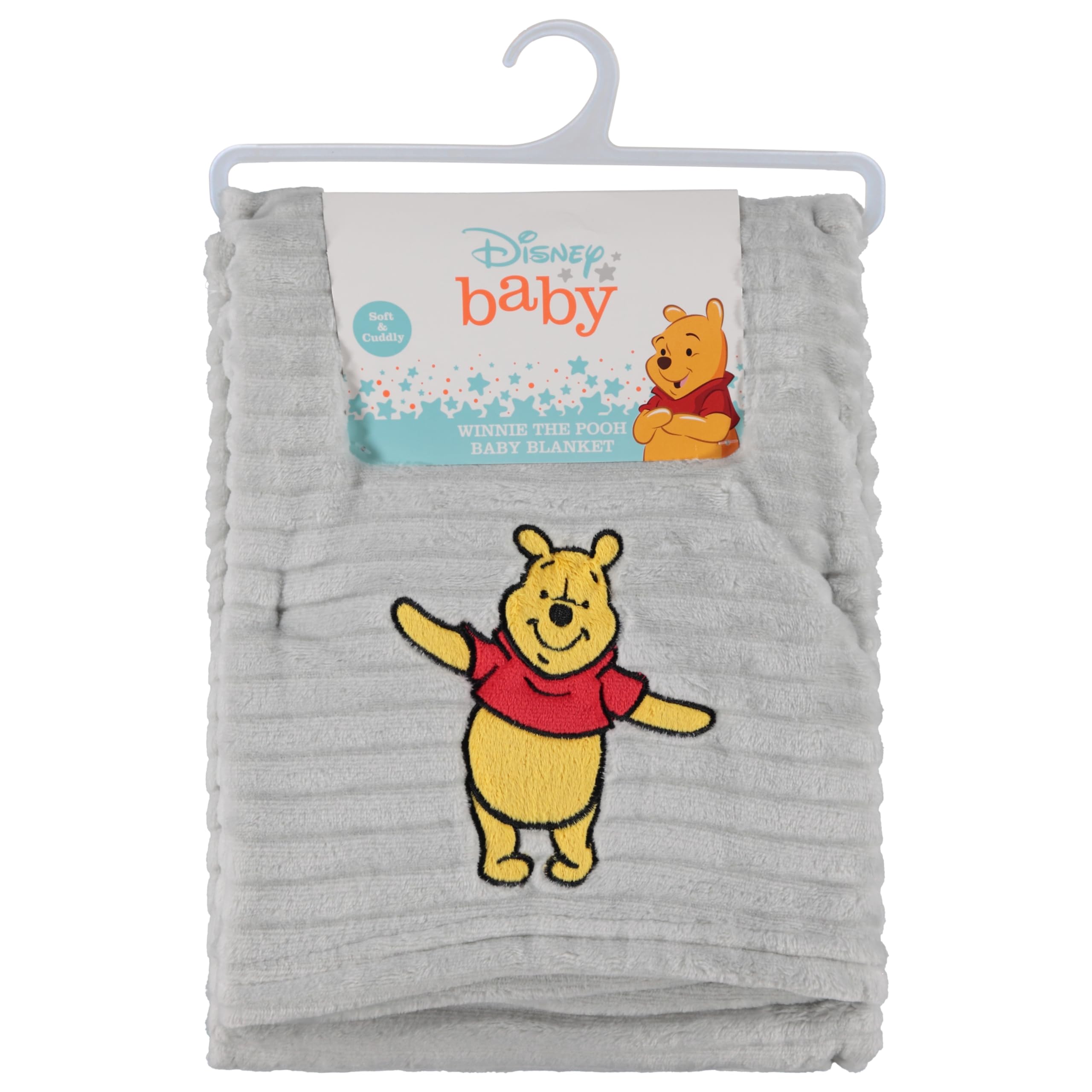 Disney Winnie The Pooh - Morbida coperta in pile di flanella per neonate/ragazzi, in peluche per culla, passeggino, asilo nido e asilo nido Blankey, Big Hug/grigio