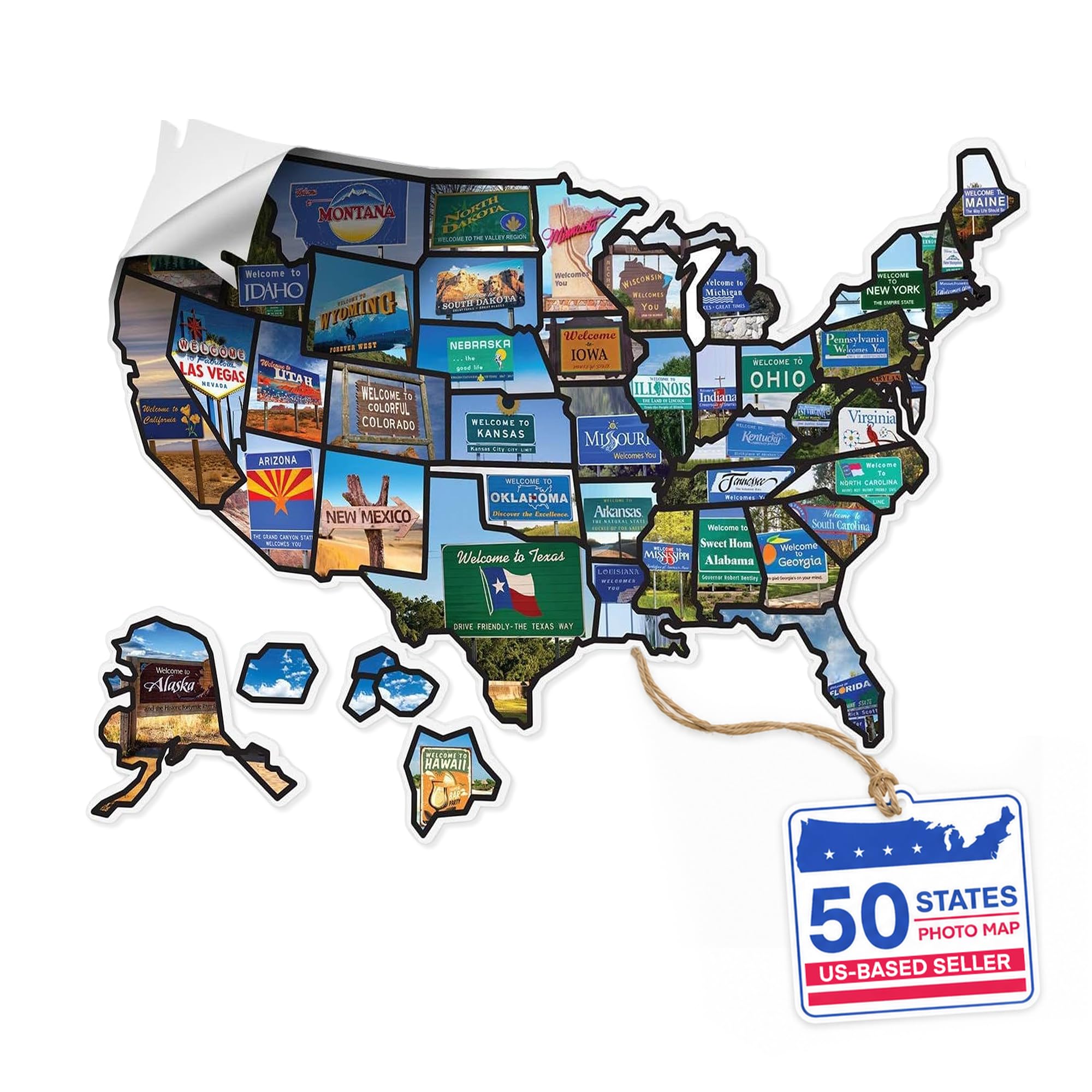 RV State Sticker Travel Map - XL 21x15in 3M Vinyl USA Decals for Camper