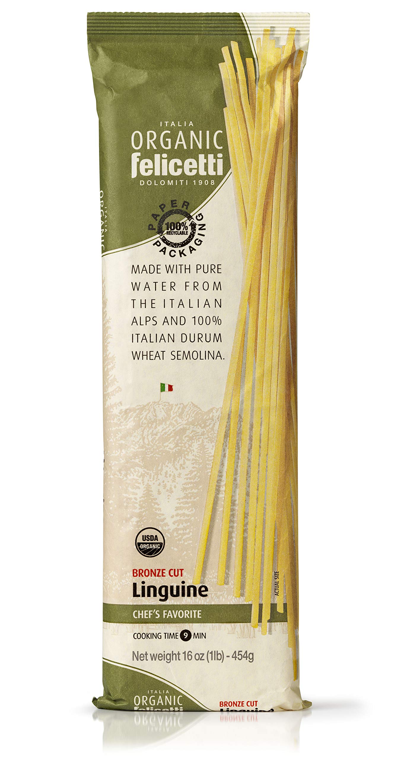 Organic Felicetti Linguine Pasta Italian Non-GMO 16oz (454g) 2 Pack