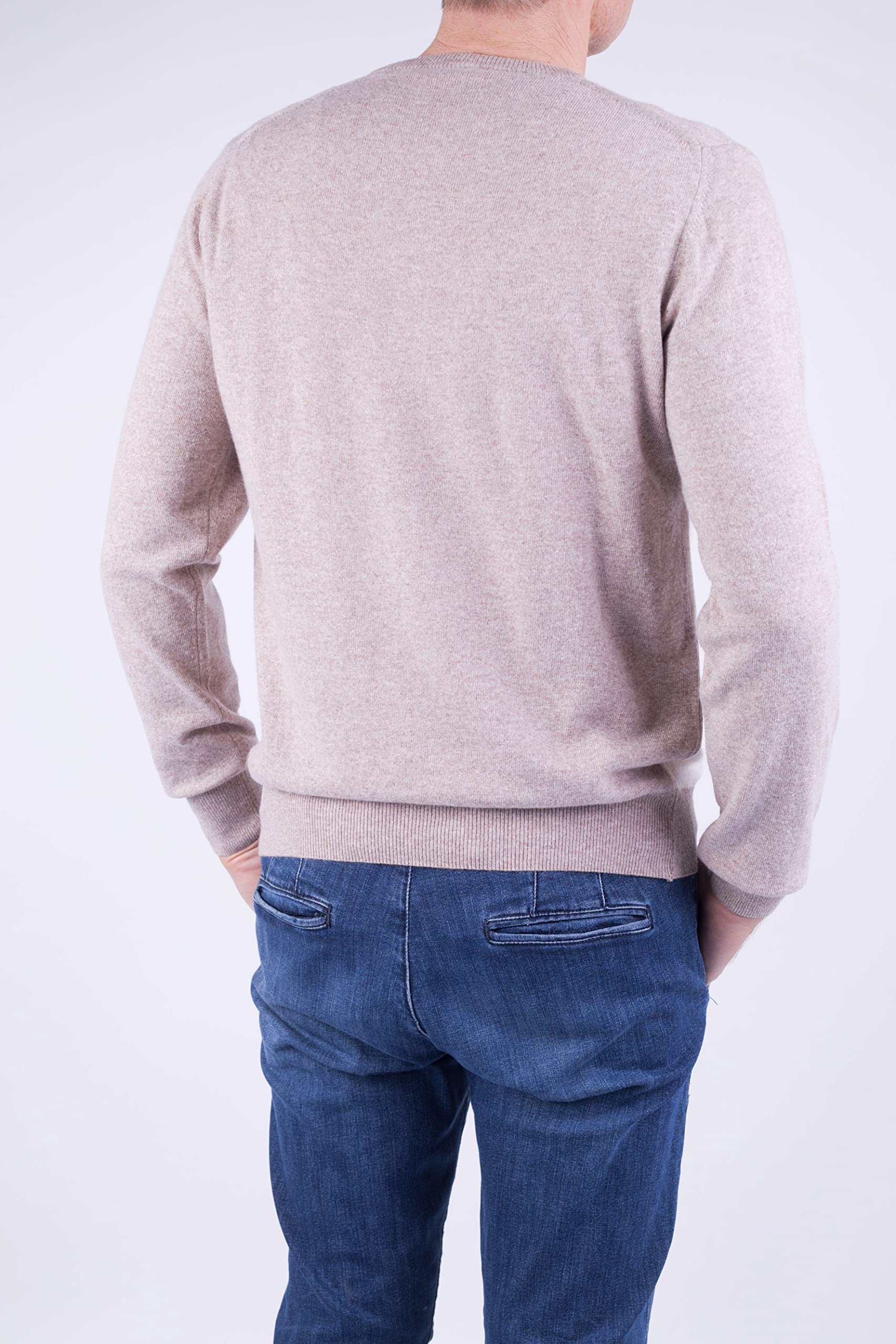 Scollo V Rombi Uomo Misto Cashmere Seta Made in Italy Maglione Scacchi Pullover Manica Lunga Lana Merino Cachemire Maglioncino Beige Grigio Maglia Regalo Inverno