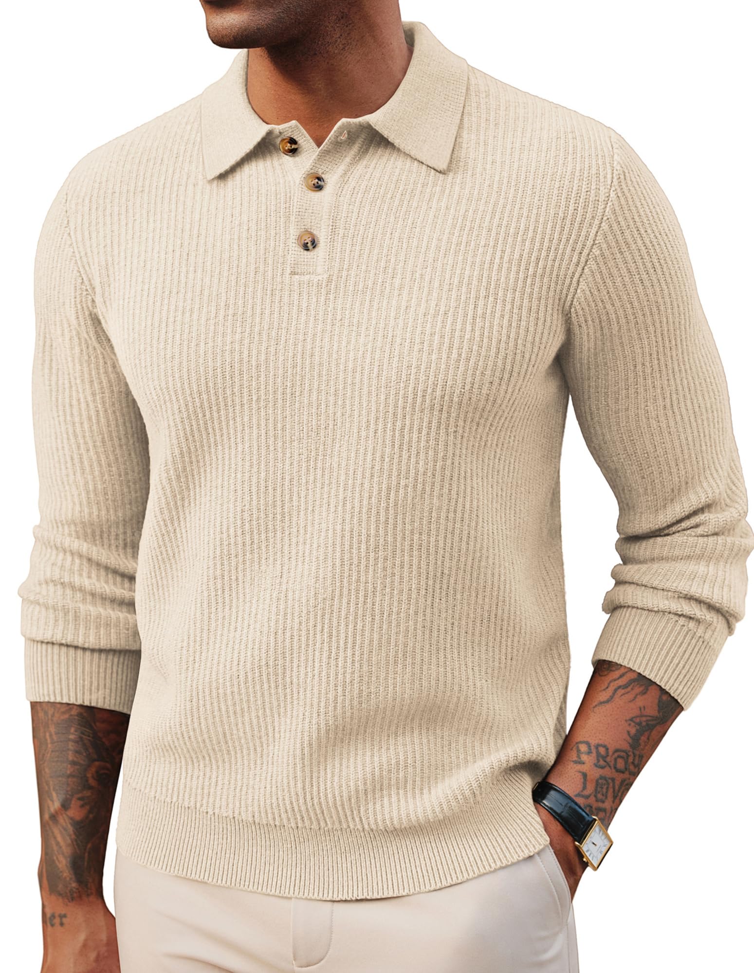 PJ PAUL JONES Maglione da uomo polo lavorato a maglia Golf Pullover Maglione
