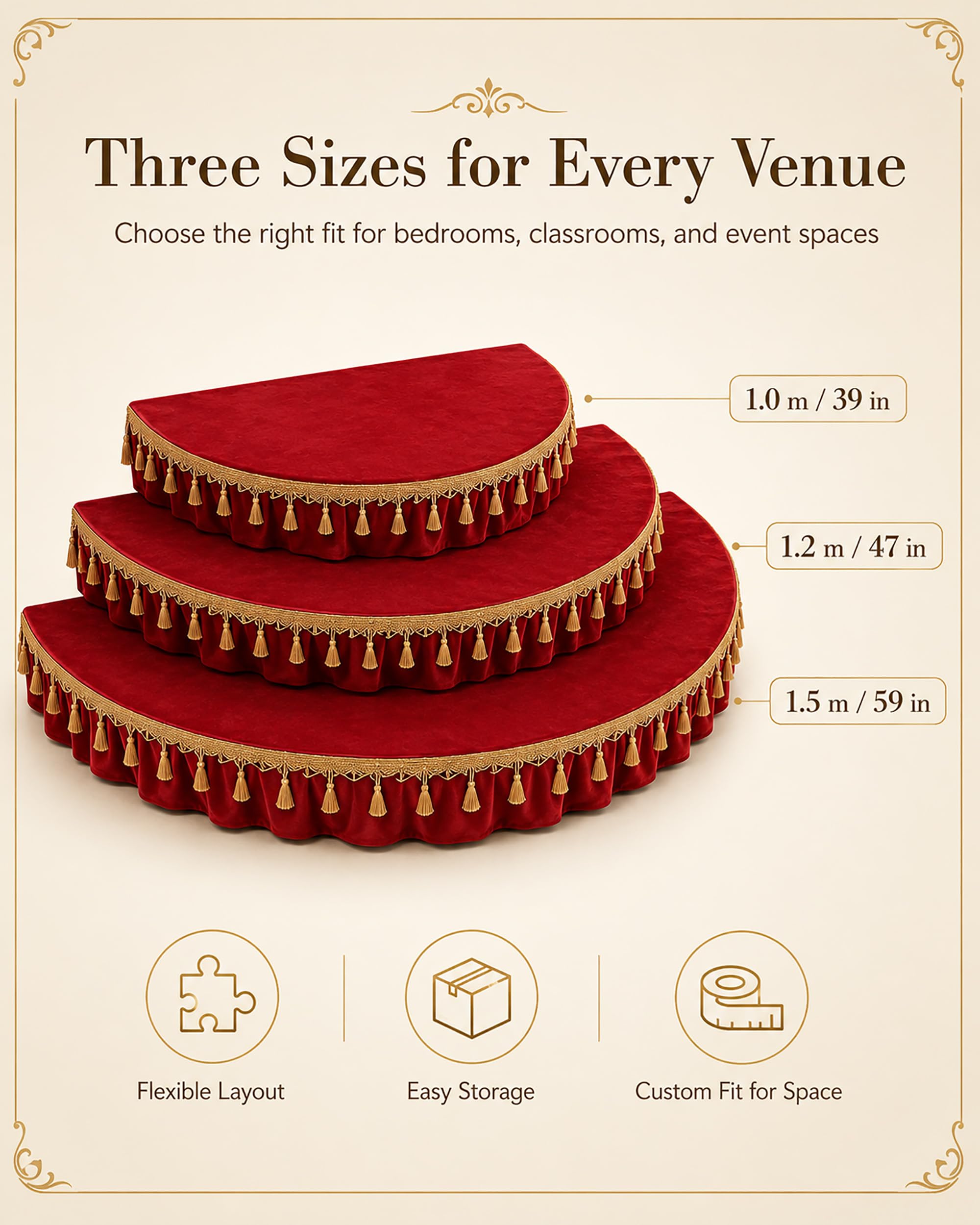 Plataforma De Escenario Portátil Semicircular, Plataforma De Escenario con Funda De Terciopelo Lavable, Estructura De Acero, Miniescenario para Discursos Públicos Y Canto,Negro,1.5m