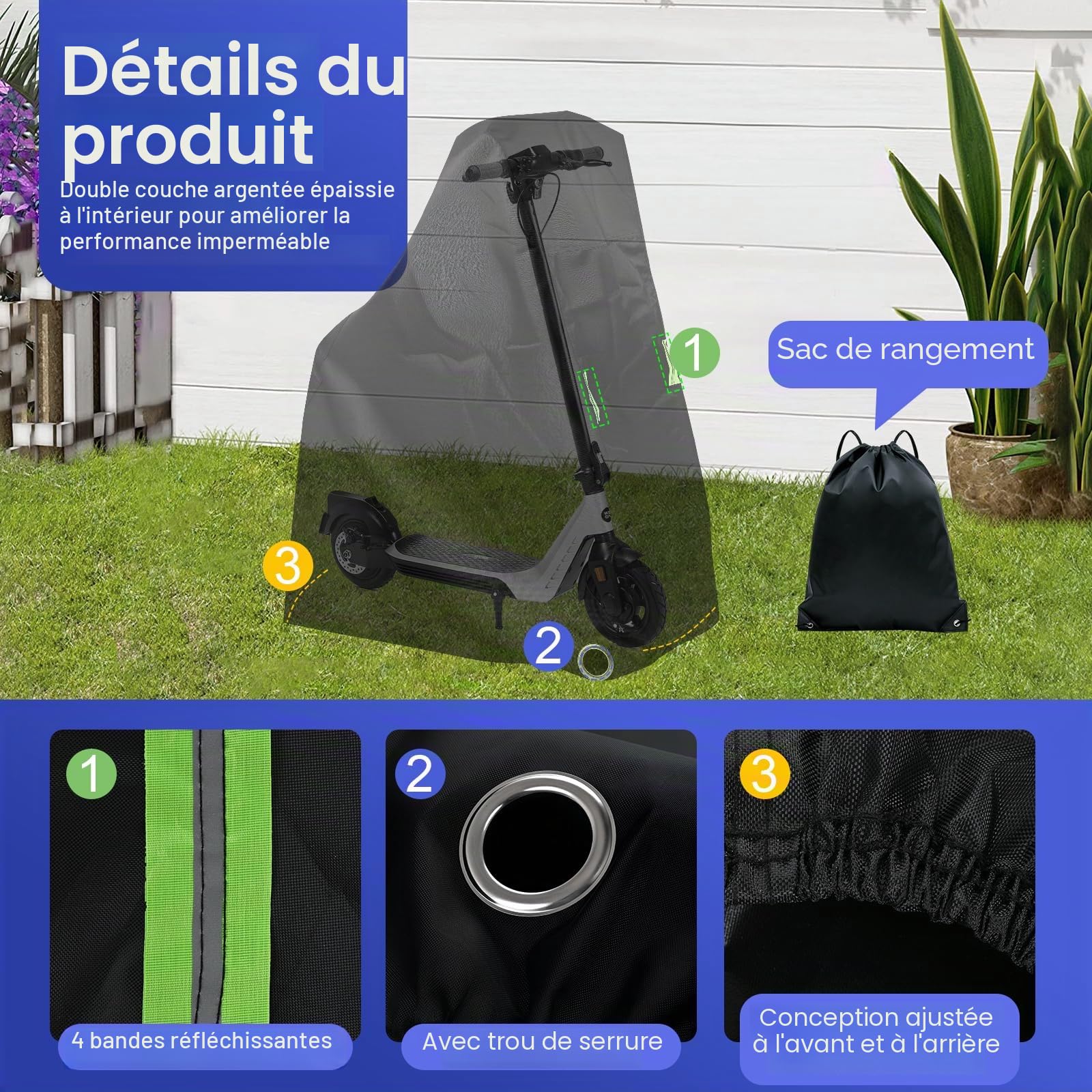 Housse de Protection pour Trottinette Yungeln 420D Oxford Imperméable & Hivernale,Universellement Compatible avec la Majorité des Trotinettes Électriques