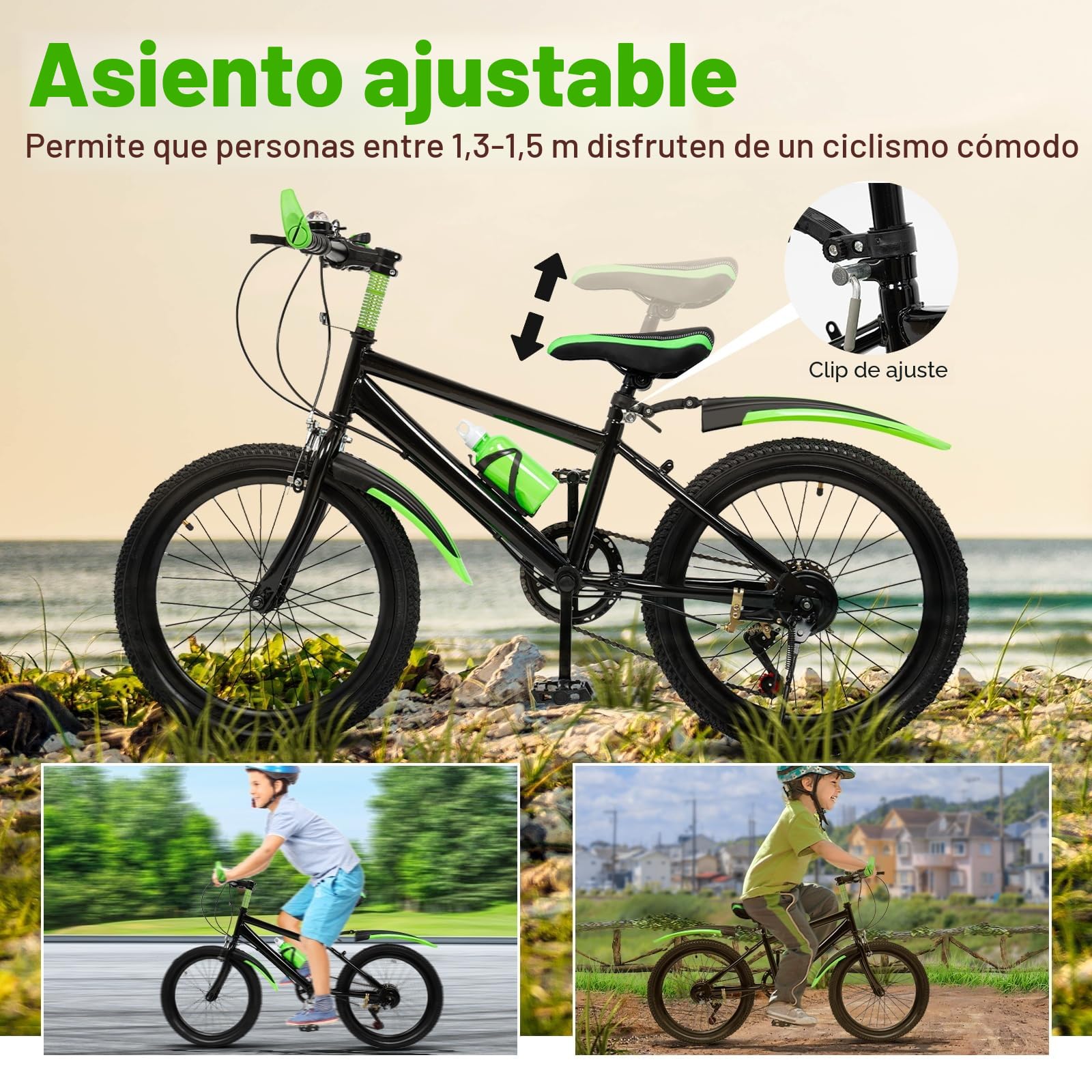 bicicleta infantil de montaña de 20 pulgadas, adecuada para niños y niñas de 6 a 13 años, bicicleta de montaña con suspensión completa