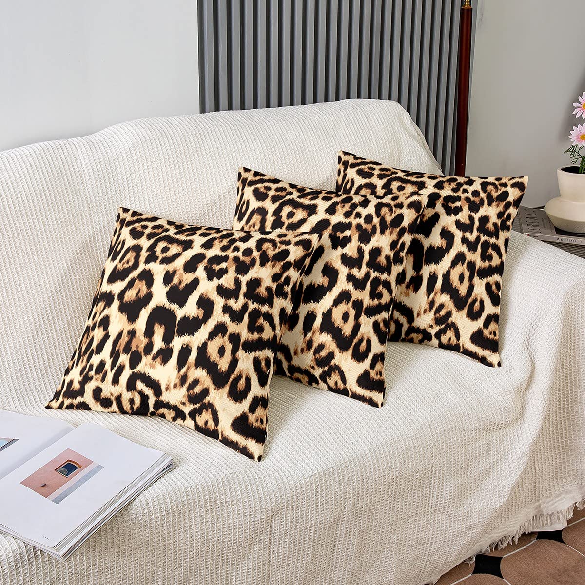 Leopard Print Throw Pillow Covers Set of 2 Soft Cheetah Pillow Cases Cushion Covers for Boys Girls Teens Animal Print Decor Pillow Cases Cushion Covers Women Men Safari Cushion Cases 16x16 Inch - Image 4