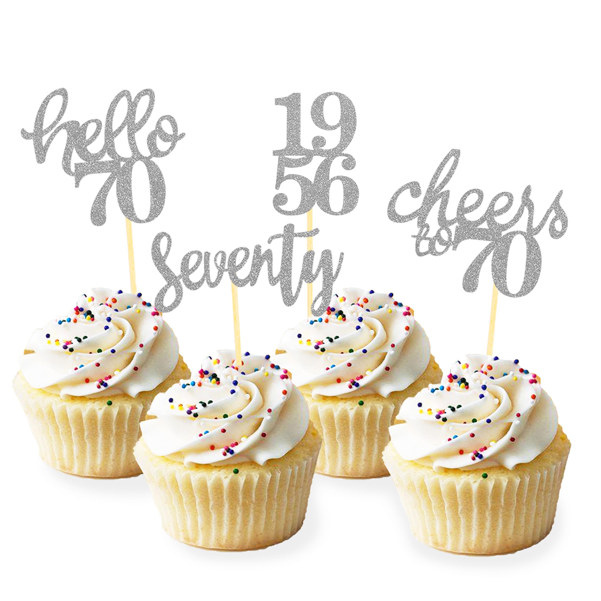 Photo 1 of 24 Pcs 70th Birthday Cupcake Toppers