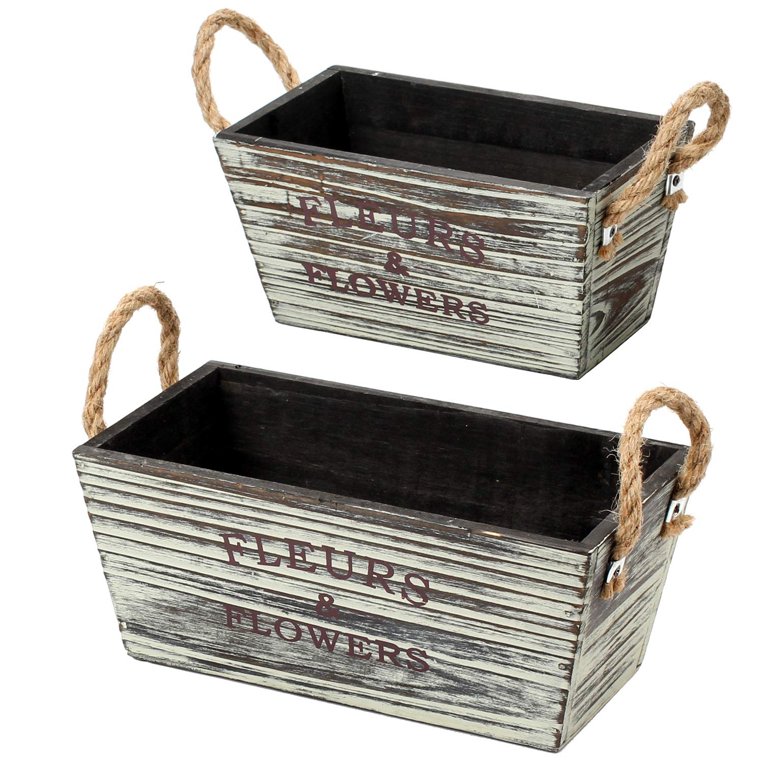 Buy Oairse Wooden Pot Set of 2 Rustic er Shabby Trapezoid Flower Pot
