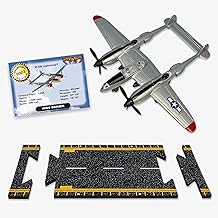 P-38 Lightning with Connectible Runway Die Cast Plane, Grey Die Cast Plane in Aviation Museums Nationwide