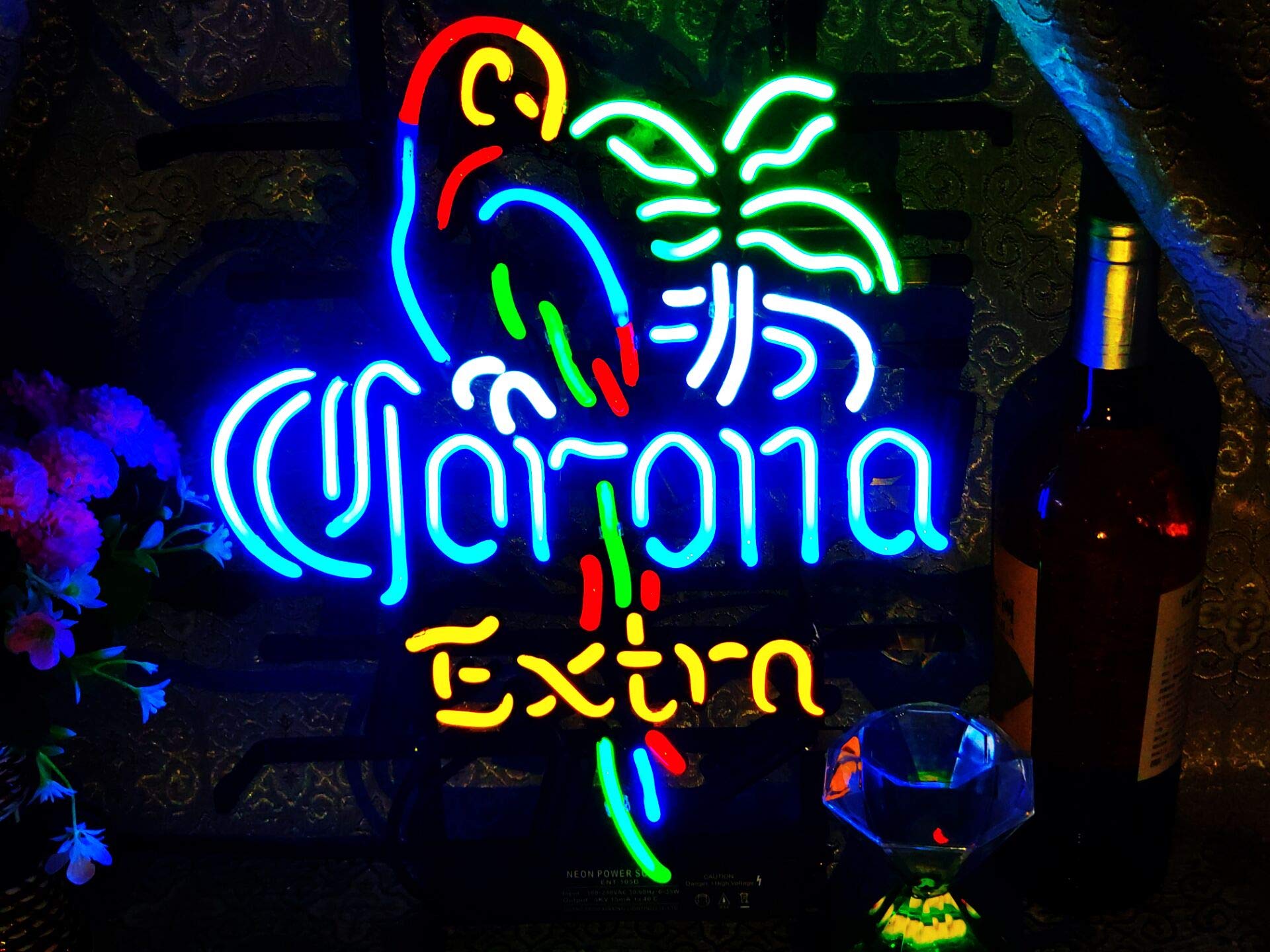 Parrot Metal Frame Neon Sign 17"x13" Real Glass Neon Sign Light for Beer Bar Pub Garage Room.