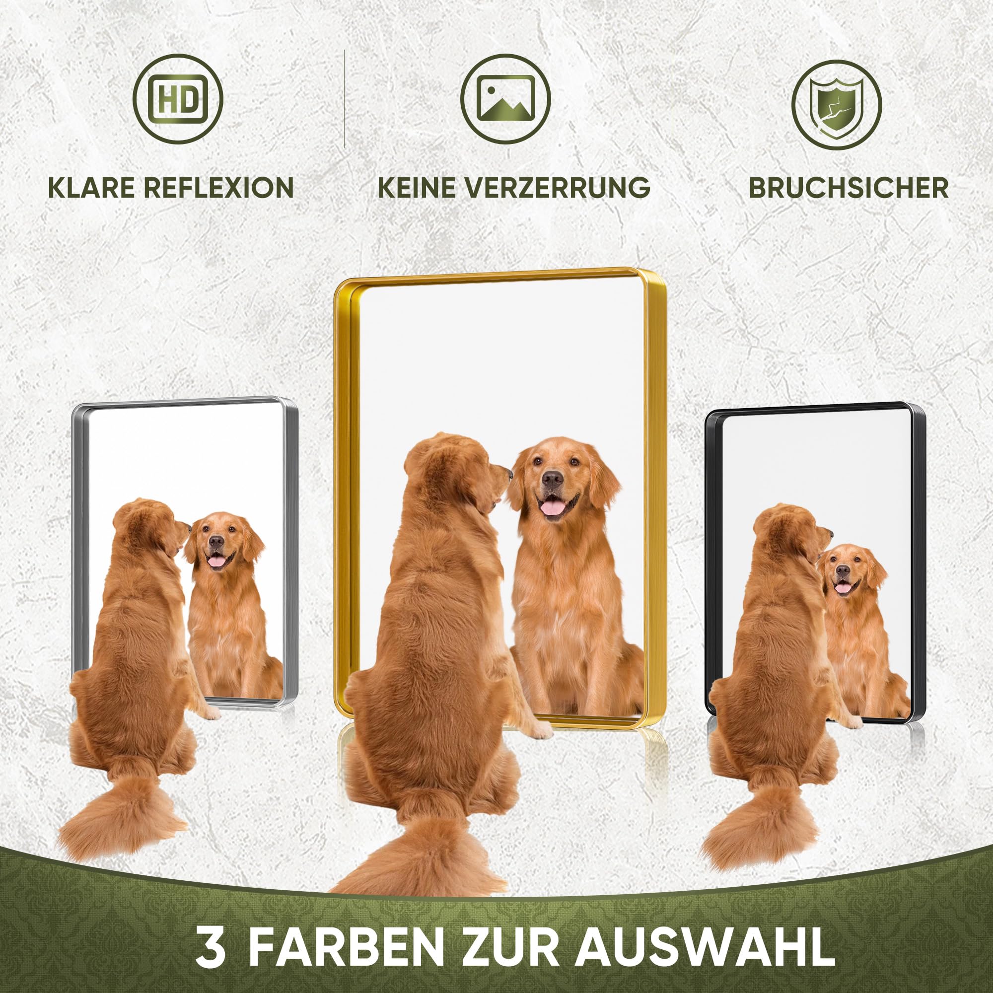 Home & Styling Rechthoekige Wandspiegel - Goud - Metalen Frame - 55 X 45 Cm Home & Styling Rechthoekige Wandspiegel - Goud - Metalen Frame - 55 X 45 Cm