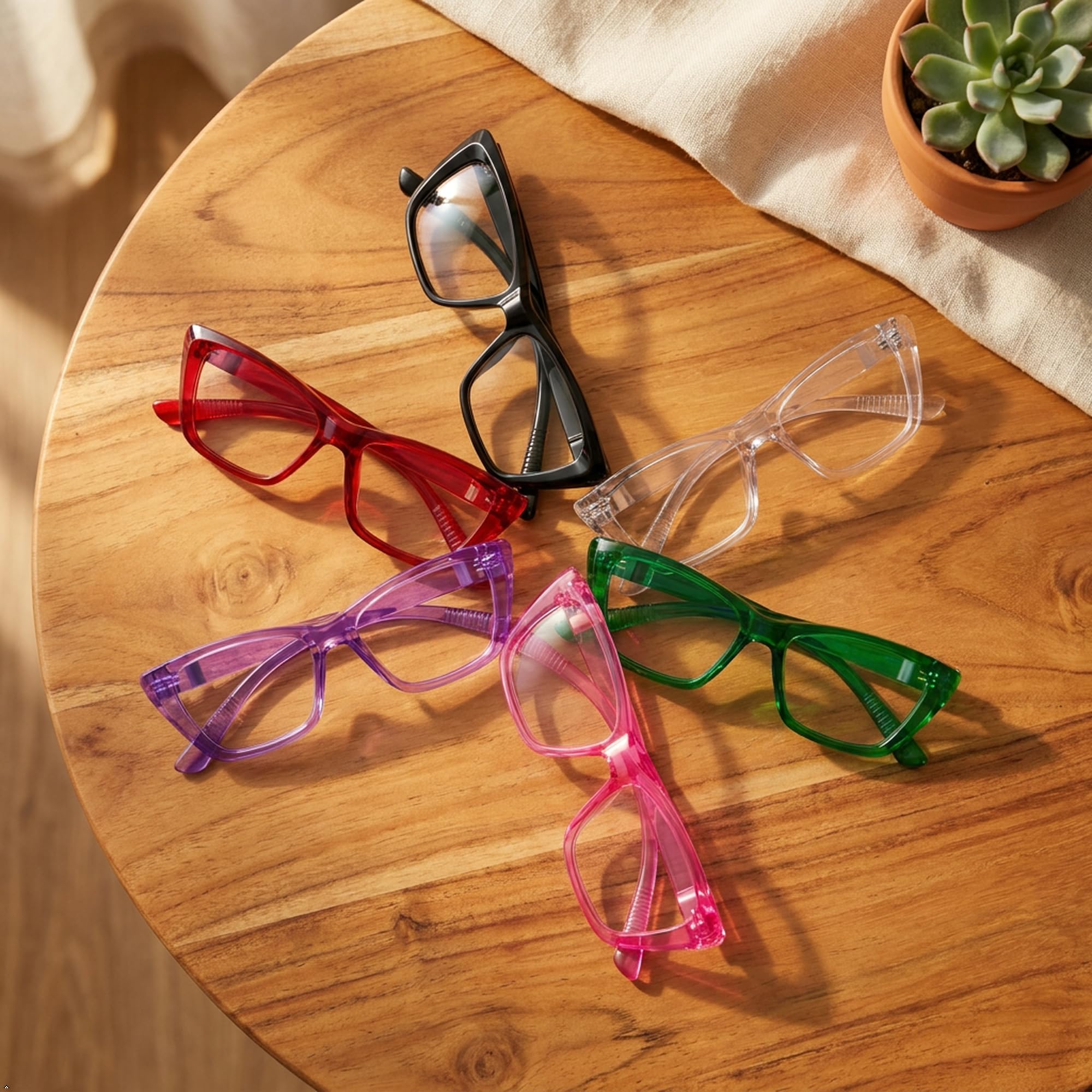 Eyekepper 6 Paia Senza Metallo Occhiali da Lettura Anti Luce Blu con Cerniere a Molla Senza Viti Occhi di Gatto Lettori di Computer per Donna