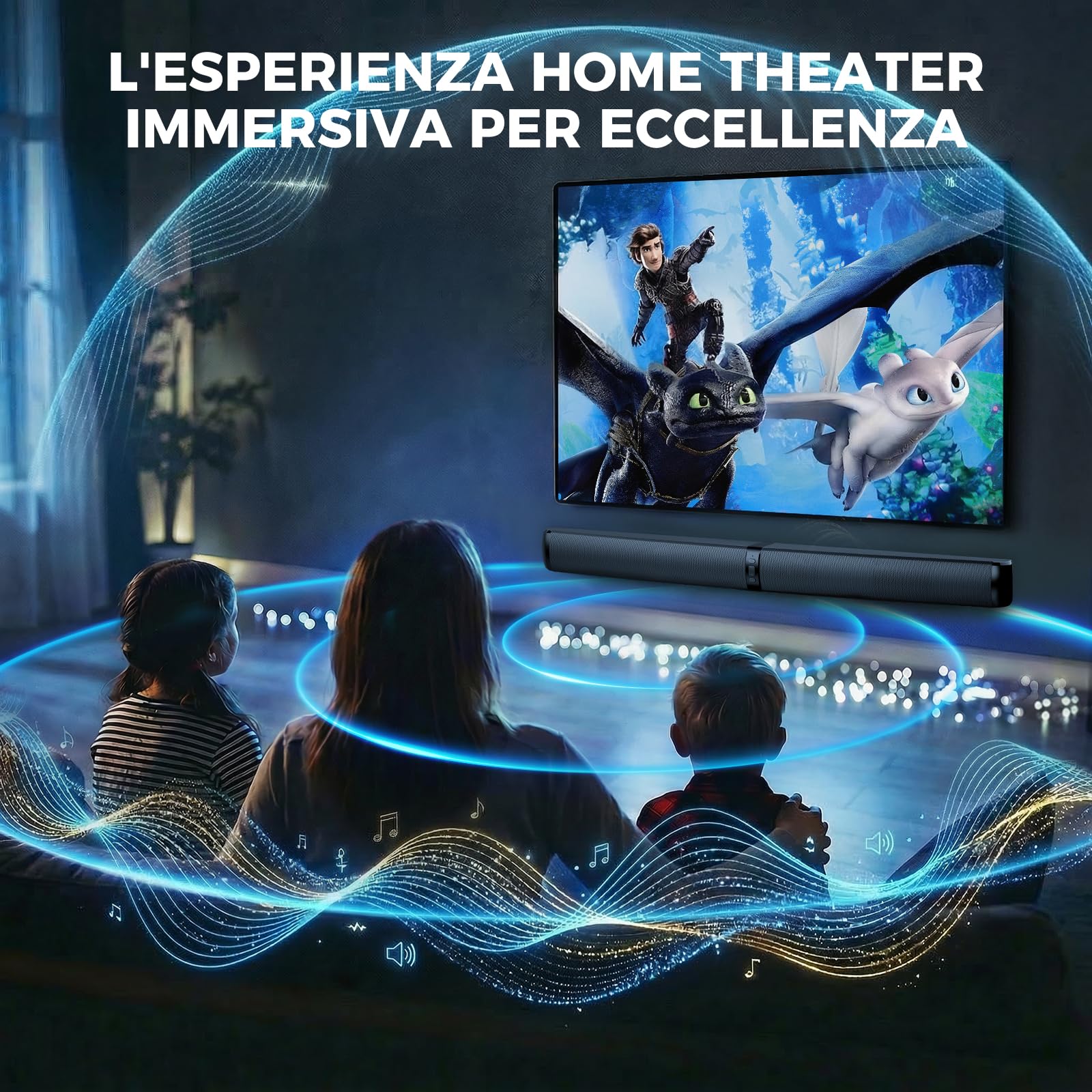 GarageRock Soundbar per Smart TV, versione aggiornata 2026 da 90 W, altoparlante TV con Bluetooth 5.3, ARC/ottico/AUX, design 2 in 1 staccabile, sistema home theater per TV/PC/proiettori