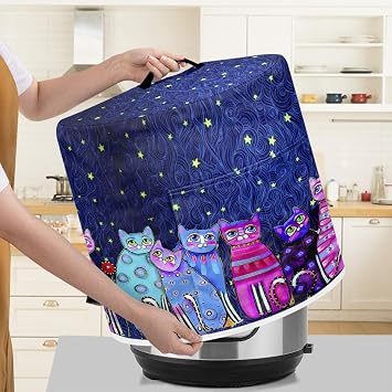 Starry Night Cats Pattern Pressure Cooker Cover for 8 qt Instant Pot, Kitchen Appliance Dust Cover with Pockets for Rice Cooker Air Fryer Slow Cooker