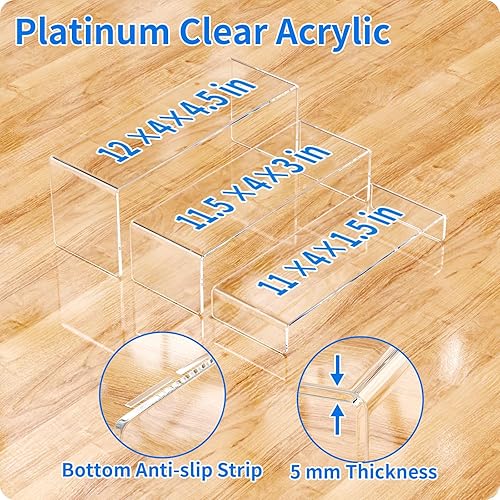 Miniatura 2 de NIUBEE Soporte de Exhibición de Acrílico, 3 Piezas 30 cm Grandes Soportes de Acrílico, Soportes Rectangulaes Transparentes para Caramelos, Postres,