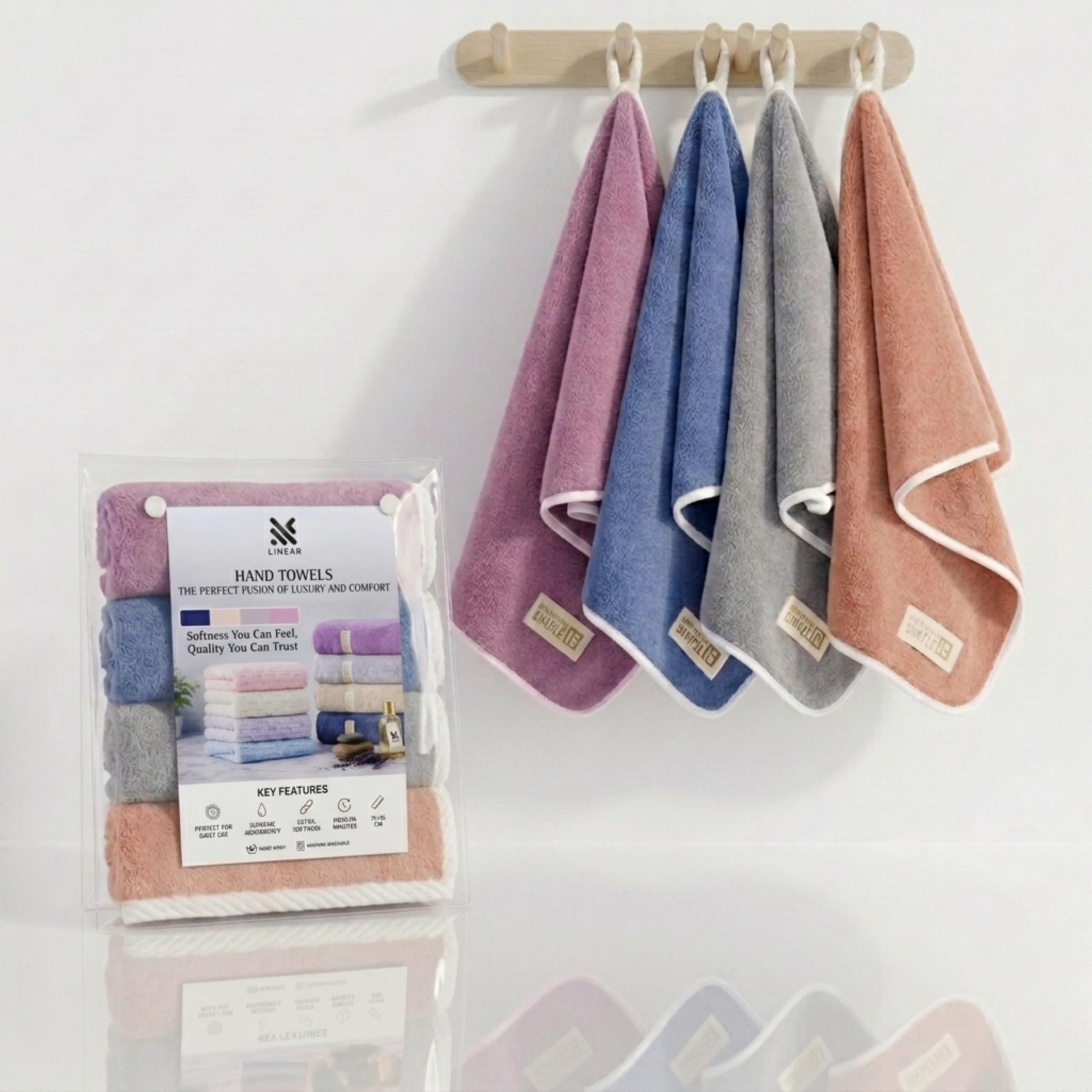 LINEAR Microfiber Hand Towel/Soft Hand Microfiber Face Towel/Highly Absorbent Hand Towels for Bathroom/Towel for Men, Women,Gym (SIZE-75x35) (Multicolor-1)-image-22