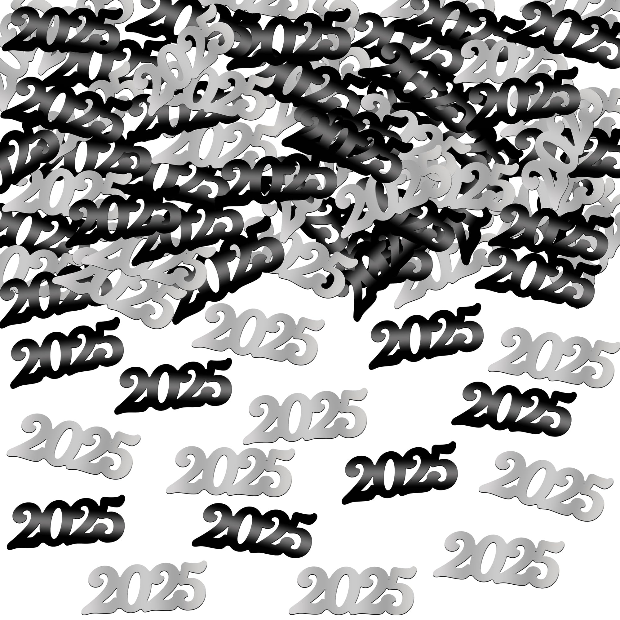 KatchOn, Black and Silver 2025 Confetti - Pack of 500 | Graduation Confetti 2025, Balck and Silver Grad Party Supplies 2025 | Graduation Decorations