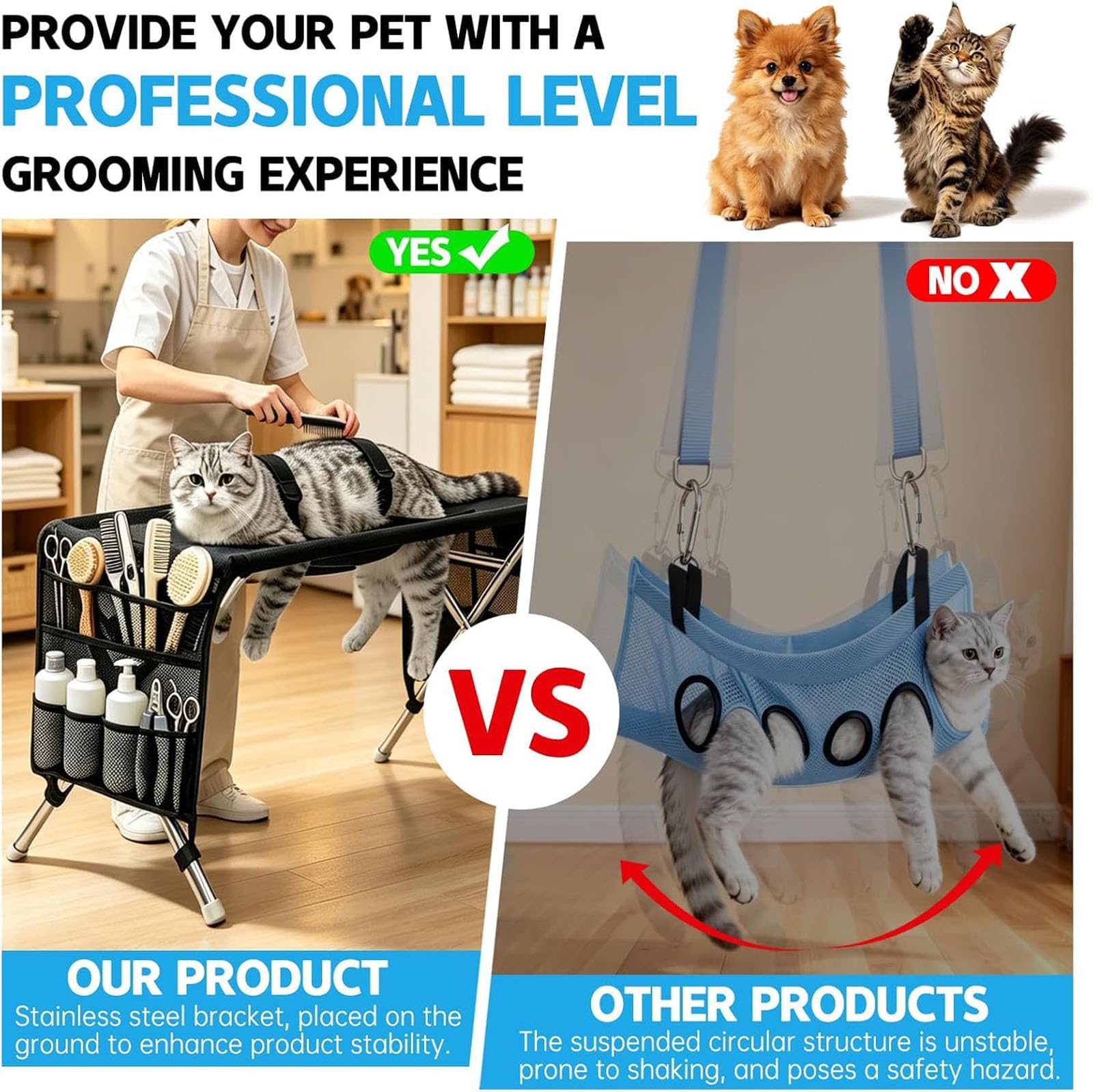 Cama Plegable 2 En 1 para El Cuidado De Mascotas, Hamaca para Perros (A) | Para Mascotas Pequeñas De Hasta 15 Kg, Malla Transpirable De Secado Rápido, Para Gatos Y Perros Pequeños