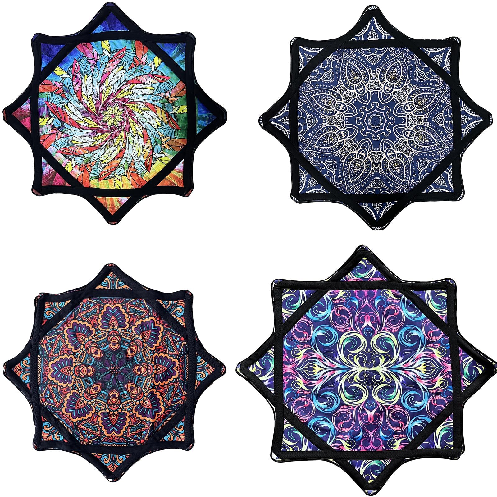 Tissu de Filature pour Débutant, Tissu de Filage Flow Star de 24 Pouces avec des Motifs Vibrants Double Face, Jouet de Jonglerie Rotatif du Bout des Doigts pour Enfants Et Adultes F