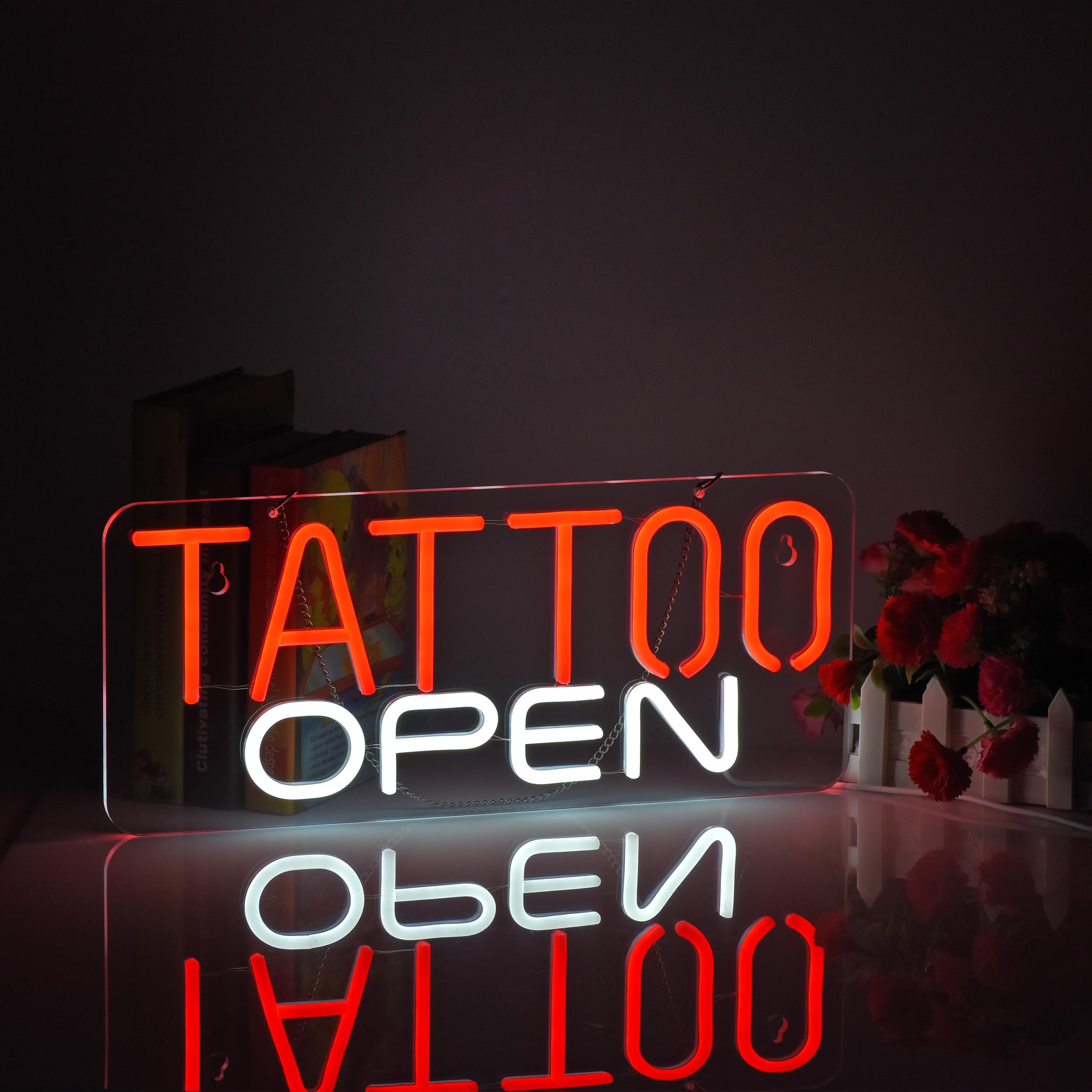 タトゥー  ネオンサイン Amazon.com: Hoyoelec TATTOO OPEN Neon Sign for Wall Décor with