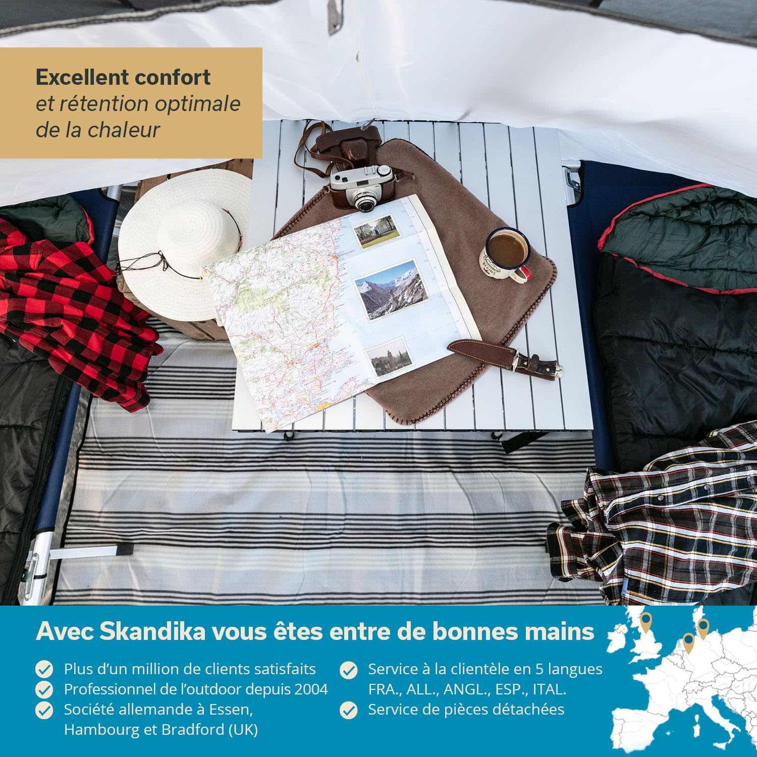 Skandika Alaska - Sac de Couchage sarcophage Momie, Adulte, jumelable, 3 Saisons, jusqu'à -10°C, 220 x 80 cm | Hiver Outdoor Camping Randonnée