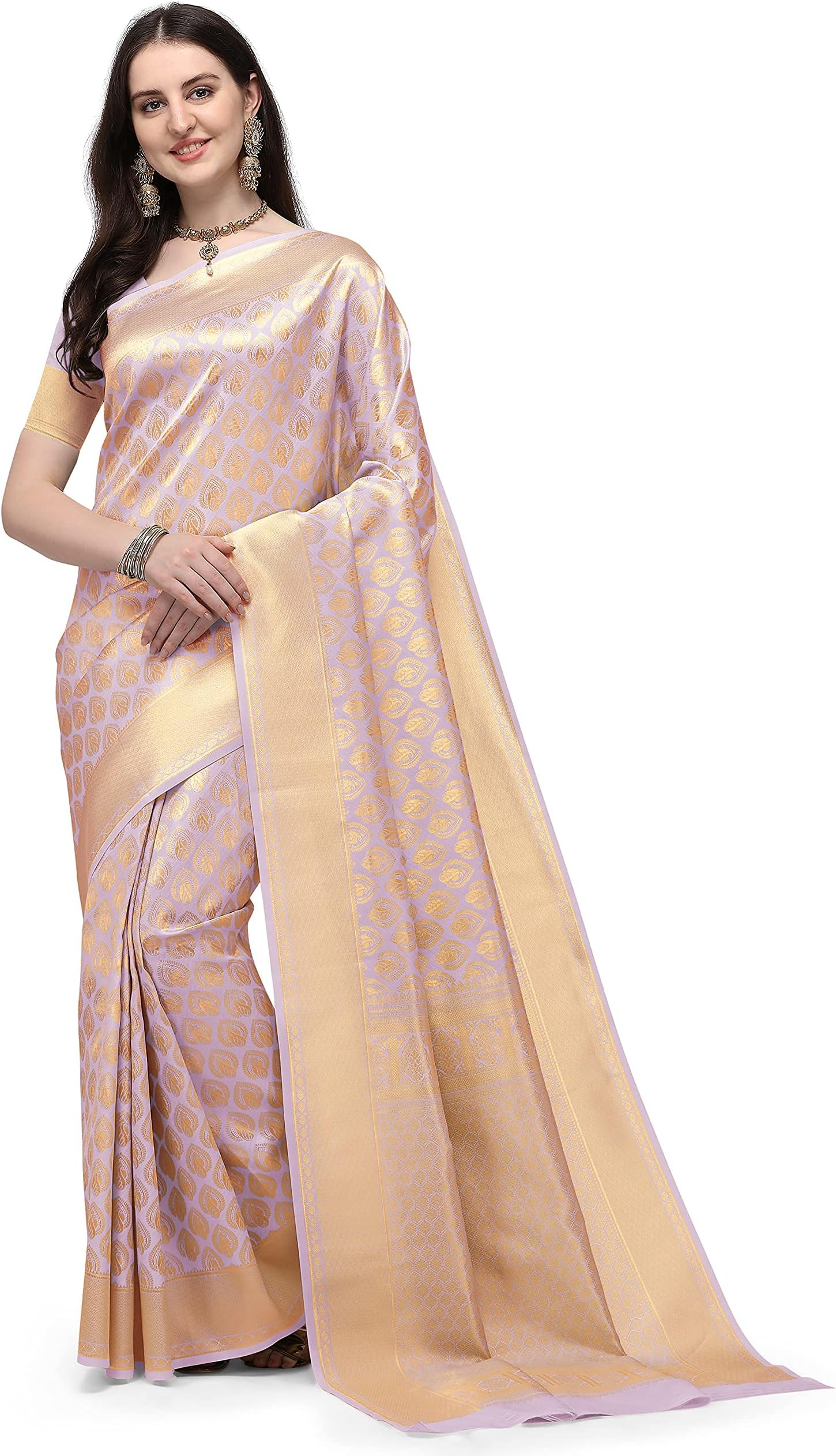 Jaanvi fashion Women's Banarasi Silk Sarees With Zari Jacquard Work & Blouse Piece