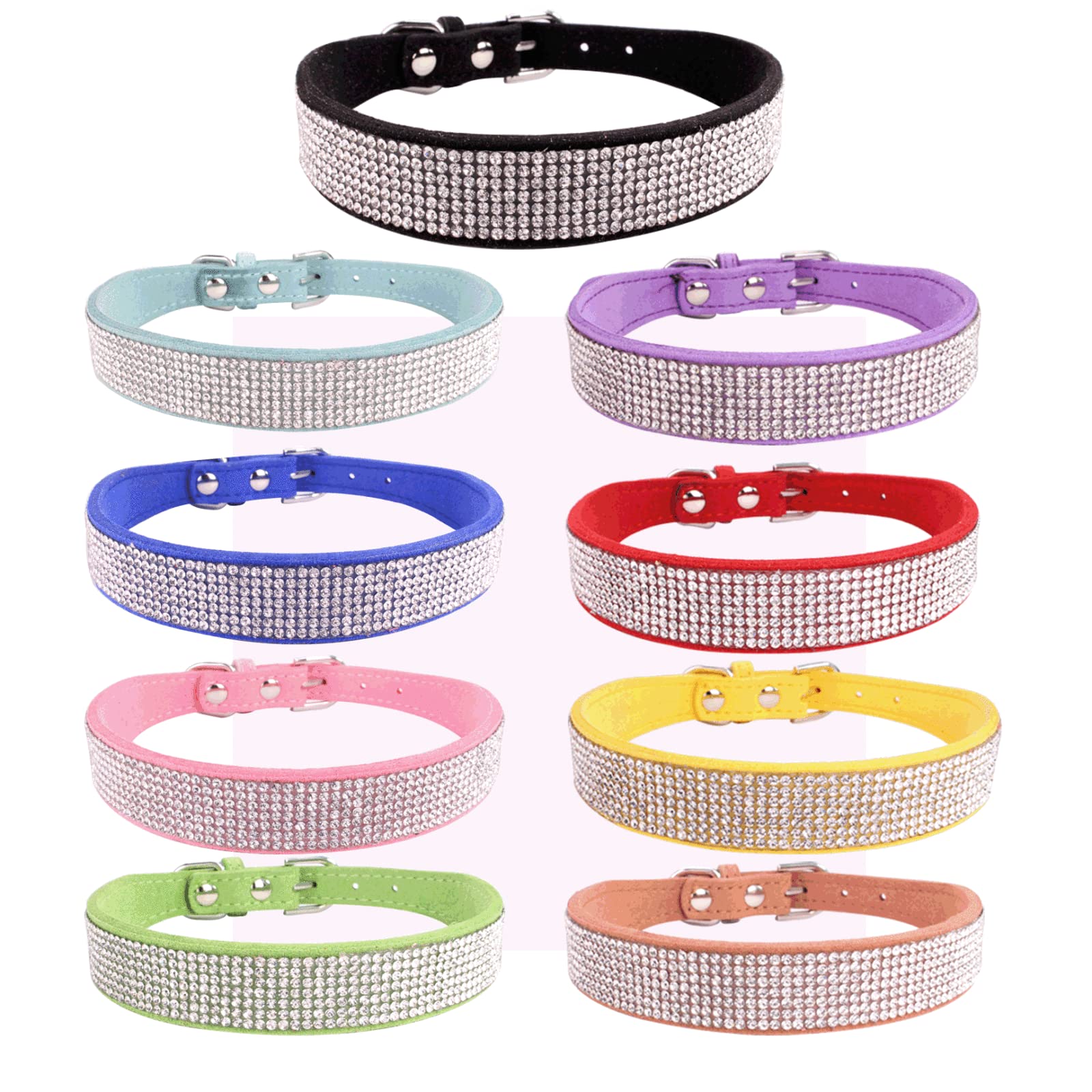 Collare per animali domestici Collare per cani con trapano a caldo con strass Collare per gatti in microfibra resistente per quattro stagioni morbido e confortevole,Diamanti rossi fantasia,51 2,5 CM L