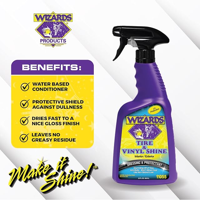 Wizards Tire & Vinyl Shine Dressing - UV Protect Rubber & Trim Spray, 22oz — photo 2