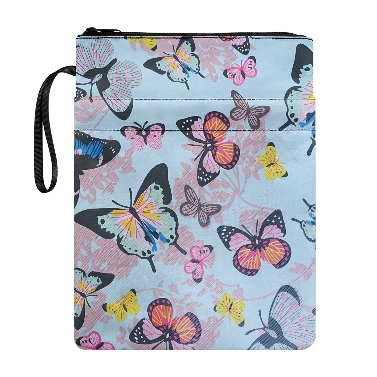 COEQINE Butterfly Book Sleeve for Book Lovers 8.7 x 11.4 Inch Bible Handbag for Teen Adult Teacher Student, Blue — image 1