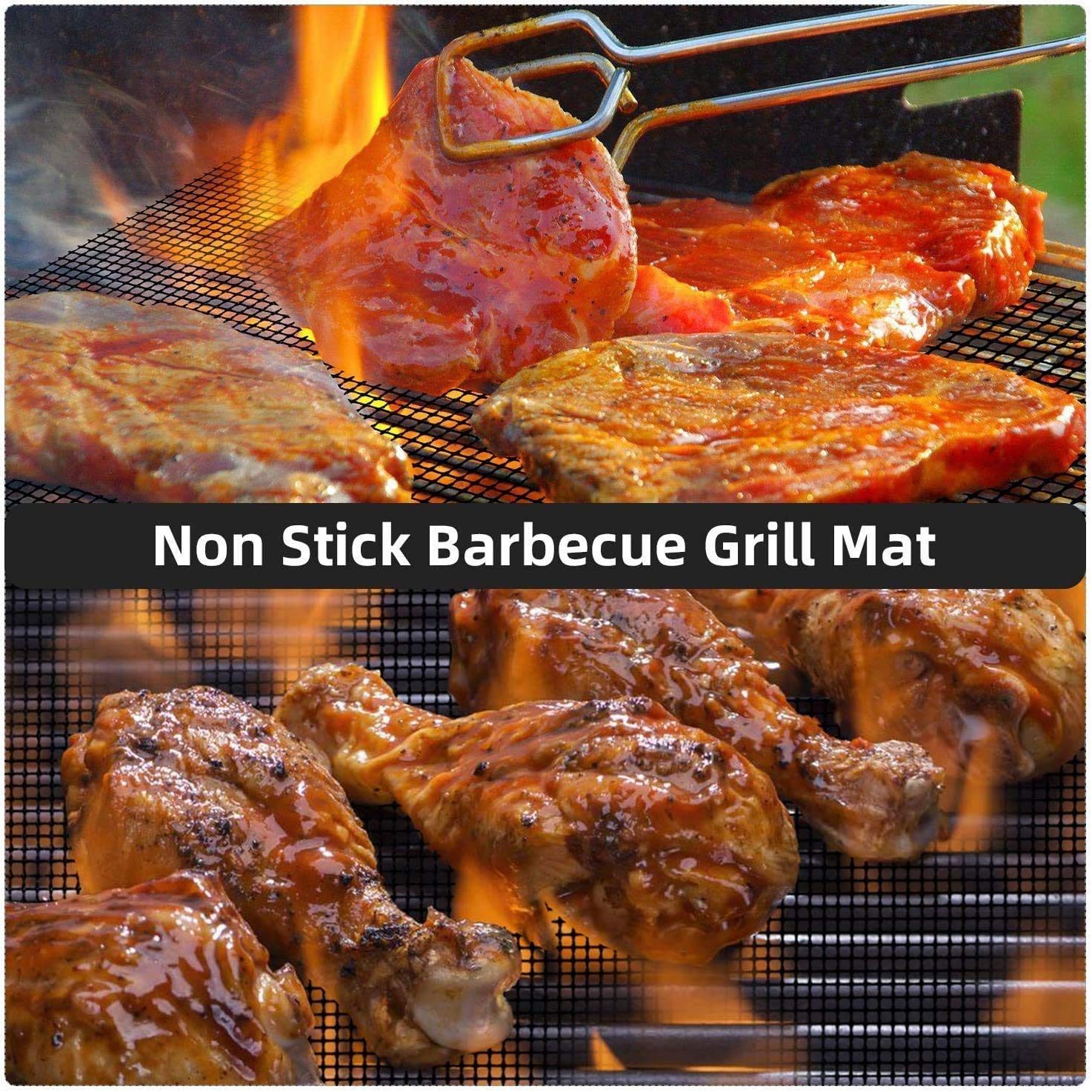 Tapis de Barbecue Anti-adhésifs Réutilisables 40 x 33cm Grille Barbecue