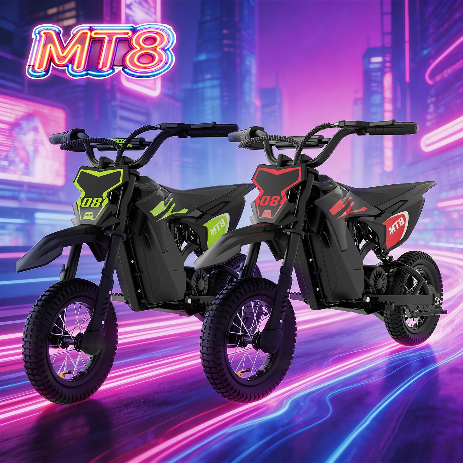 Moto Eléctrica para Niños 300W, 3 Velocidades 8/12/25 km/h, Batería 36V 5,2Ah, Autonomía hasta 18 km, Neumáticos 12 Pulgadas, Freno de Tambor, hasta 60 kg