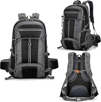 50L Hiking Backpack for Men Women,Large Lightweight Waterproof Camping Rucksack,Grey Travel Backpack for Trekking,Outdoor Sports,Cycling,Climbing,Mountaineering