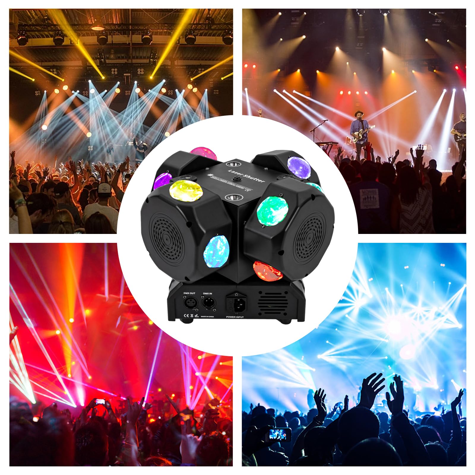 200 W Moving Head LED Cree, luce per feste a LED, rotante, stroboscopica, dmx512, effetto luminoso attivato con 4 bracci di luce per DJ bar, compleanno, discoteca matrimonio