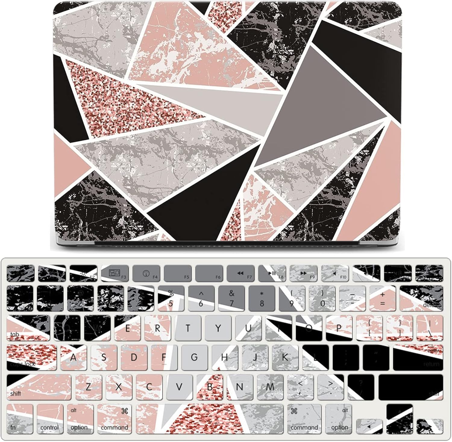 IVY Geometric Marble Case for MacBook Pro (15-inch, 2016-2019, Models: A1707 / A1990) Hard Shell Case with Keyboard Cover Set - F