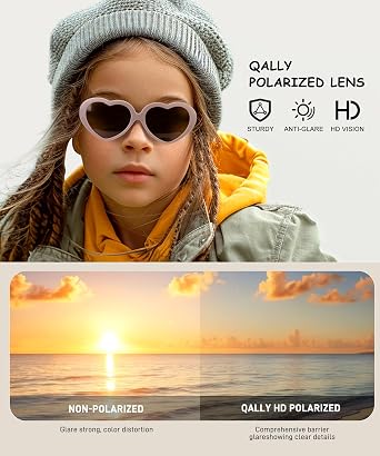 Toddler Girls Sunglasses Polarized Heart-Sunglasses for Kids girls