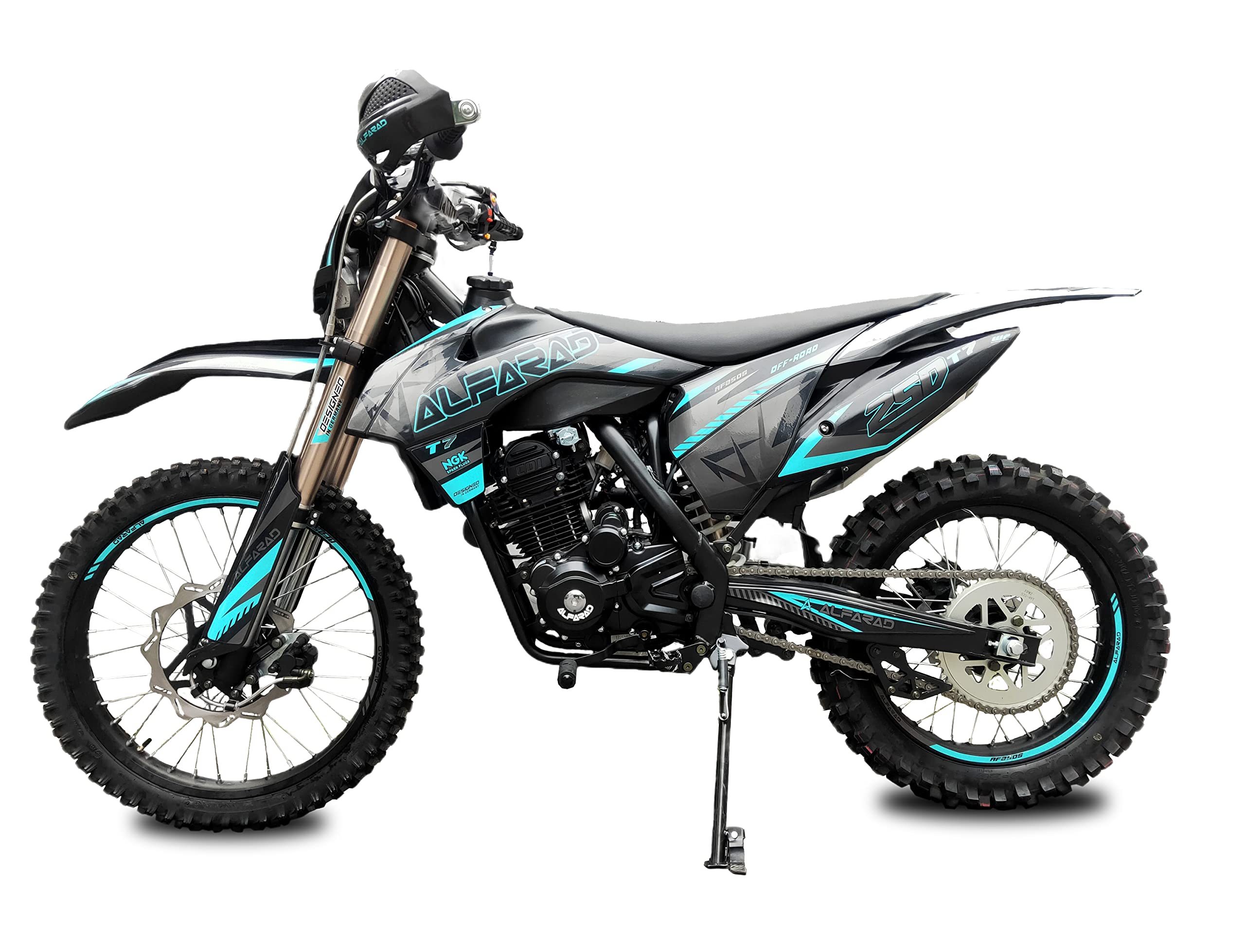 250ccm Alfarad T7 Dirtbike Vollsross Enduro Pitbike Crossbike Cross 21/18'' Blau