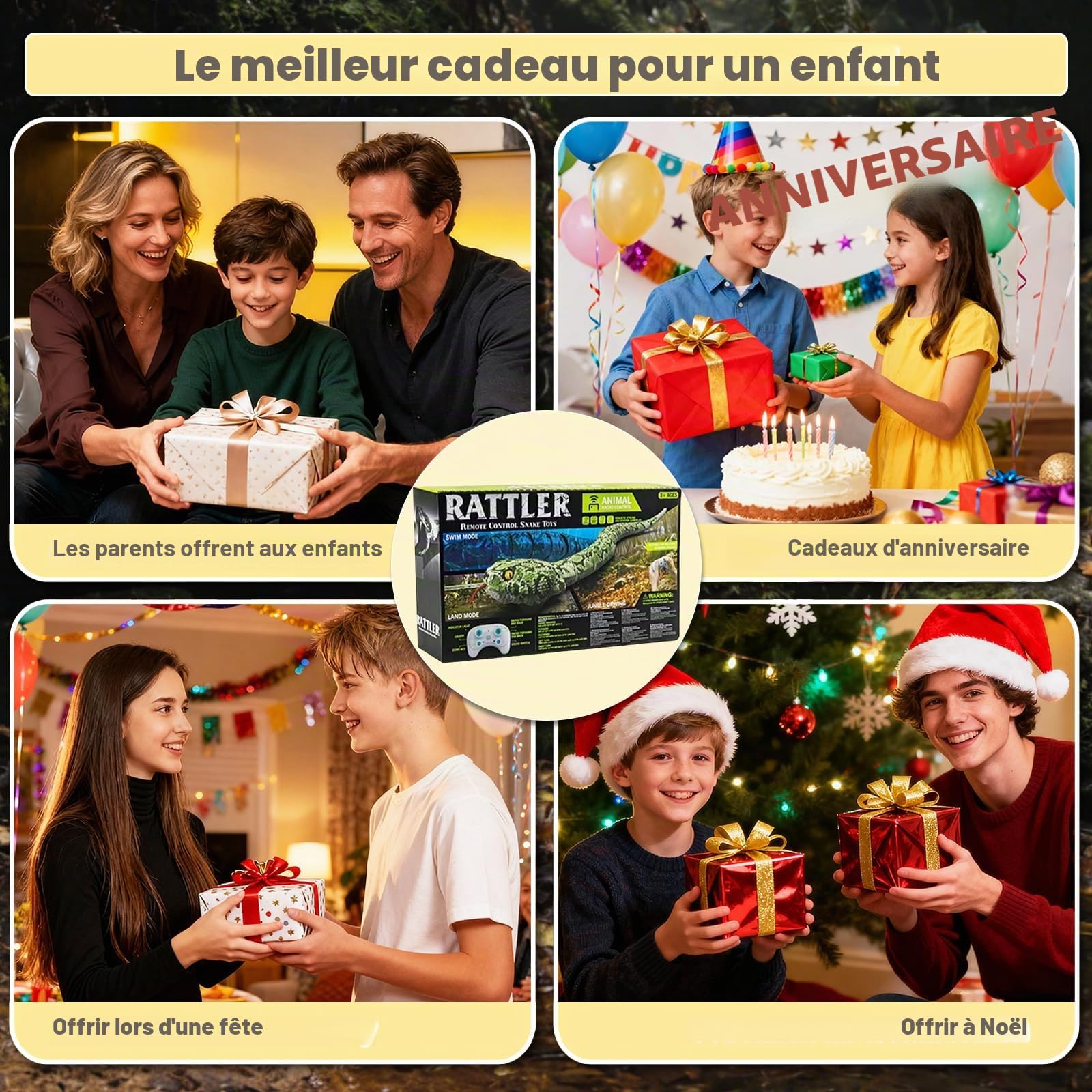 HILKKET Serpent Télécommandé 64cm Python Radiocommandé Jouet Farce RC Serpents Sol Eau 5 km/h Jouets Aquatiques Enfant 3 Ans+