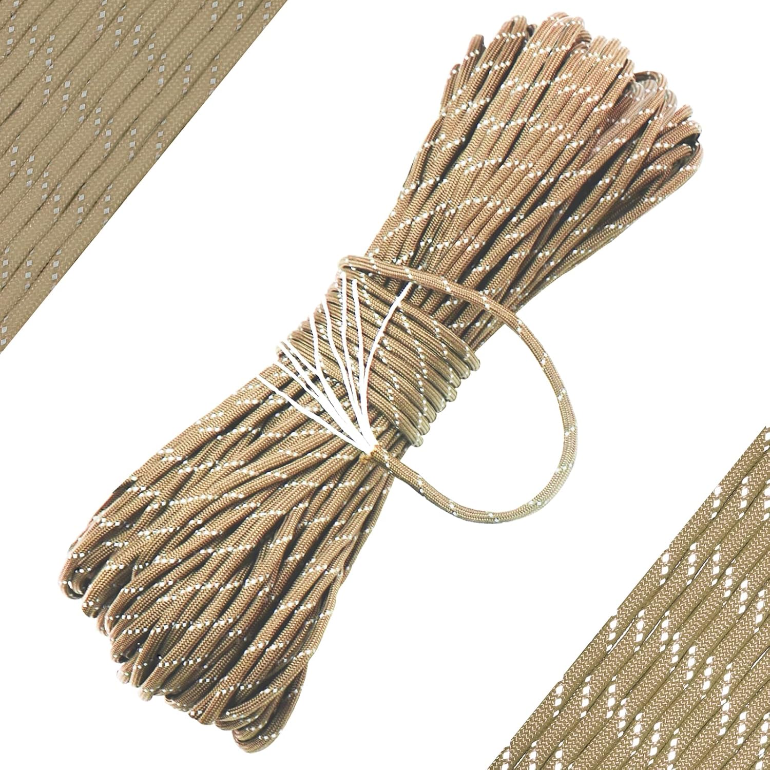 Balit 550 Reflective Paracord 100% Nylon 50' 2.5mm 100' 4mm 550 para Cord for Outdoor Emergency Tactical Survival Camping Hiking Bracelet