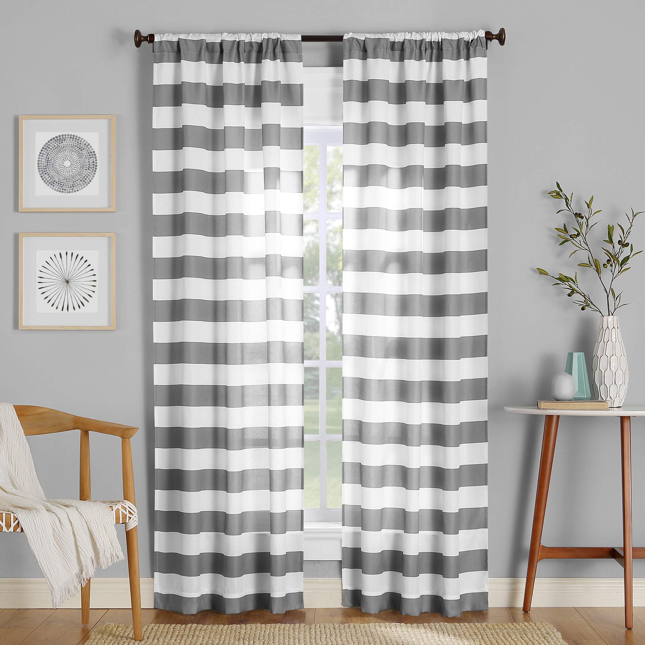 Gray Horizontal Stripe Curtains Curtains & Drapes 2023