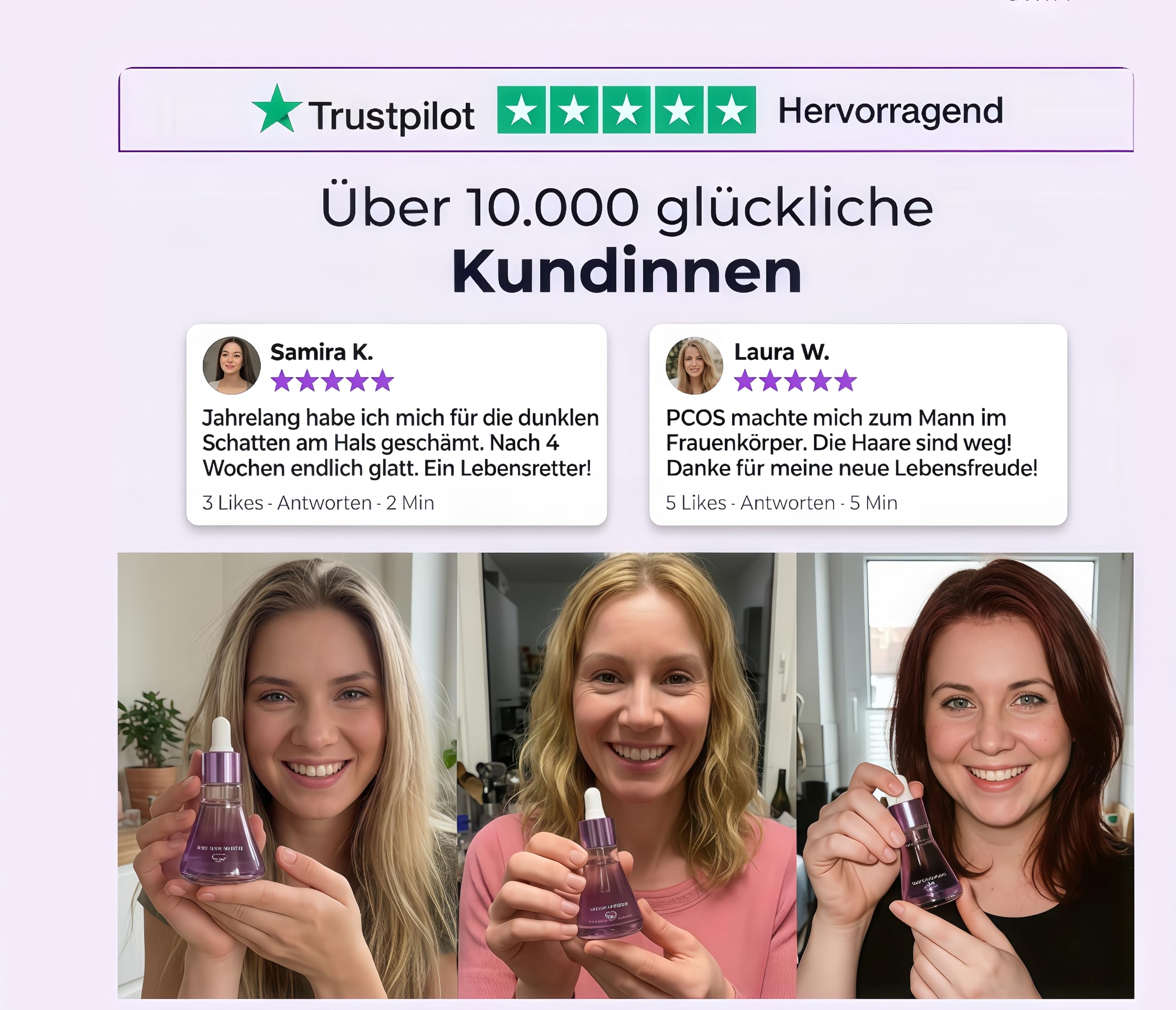 Veluna Skin - Pflanzliches Haarwuchsstopp Serum für glatte Haut und Haarentfernung, sanft und beruhigend, spendet Feuchtigkeit und reduziert Körperhaarwachstum, geeignet für alle Hauttypen