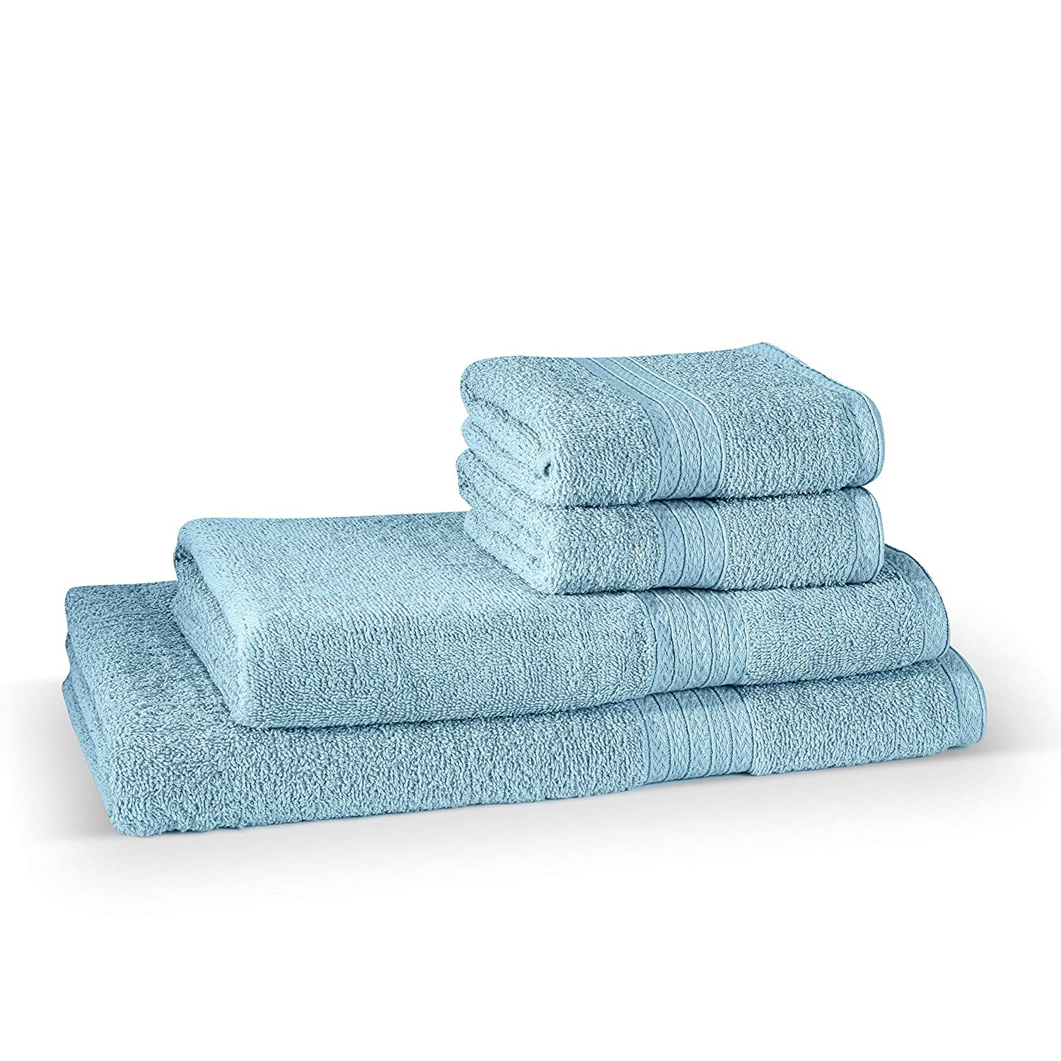 Signature Ruby Towel 4 Piece Set, Highly Absorbent, Fade -Resistant, Cotton Towel- 2 Bath Towel and 2 Hand Towel (Sky Blue, 450 GSM)