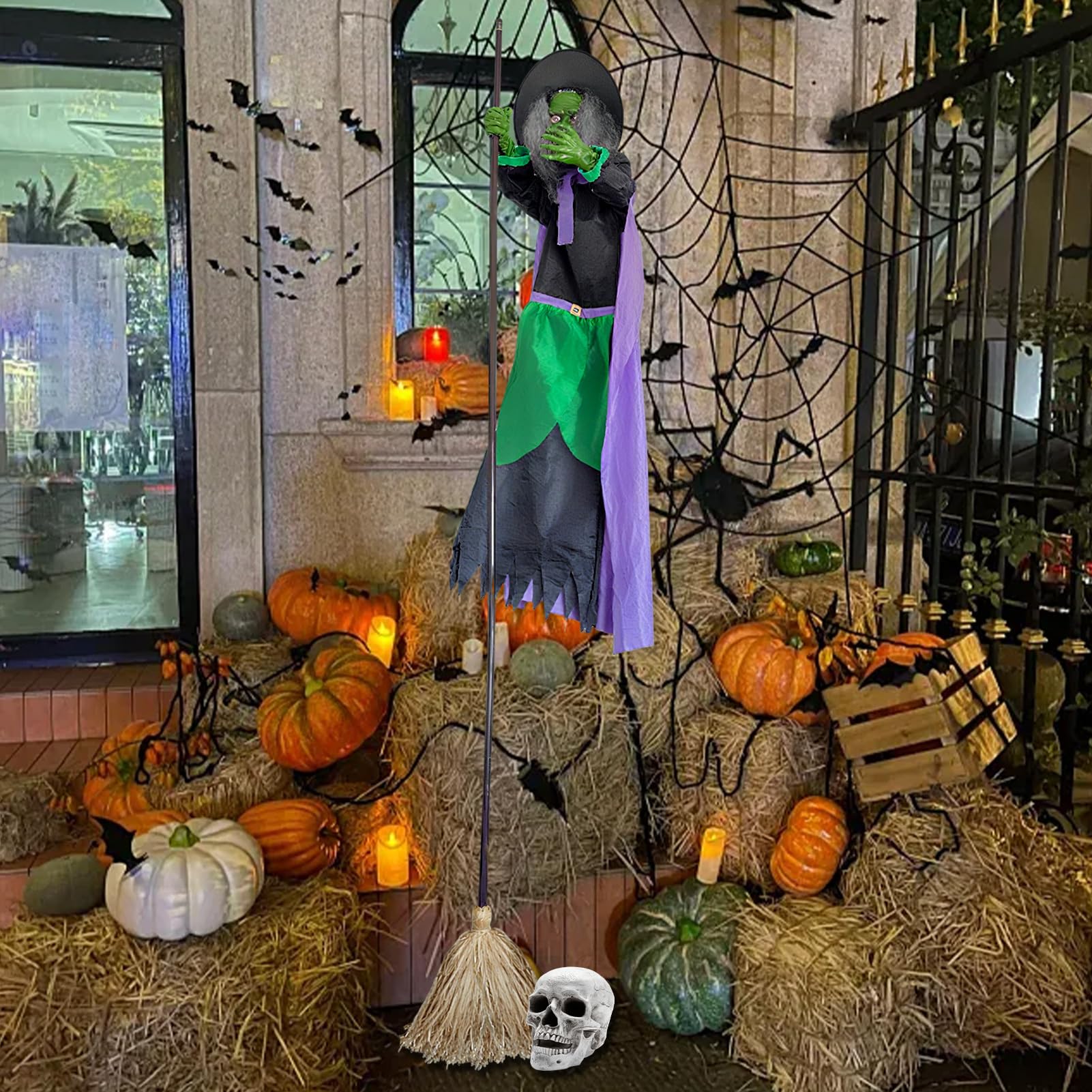 Scopa da Decorazione Halloween Decorazione Halloween Volante di 3 Metri | Per Esterni Porta Giardino Recinto Ingresso Soffitto Portico Fuga