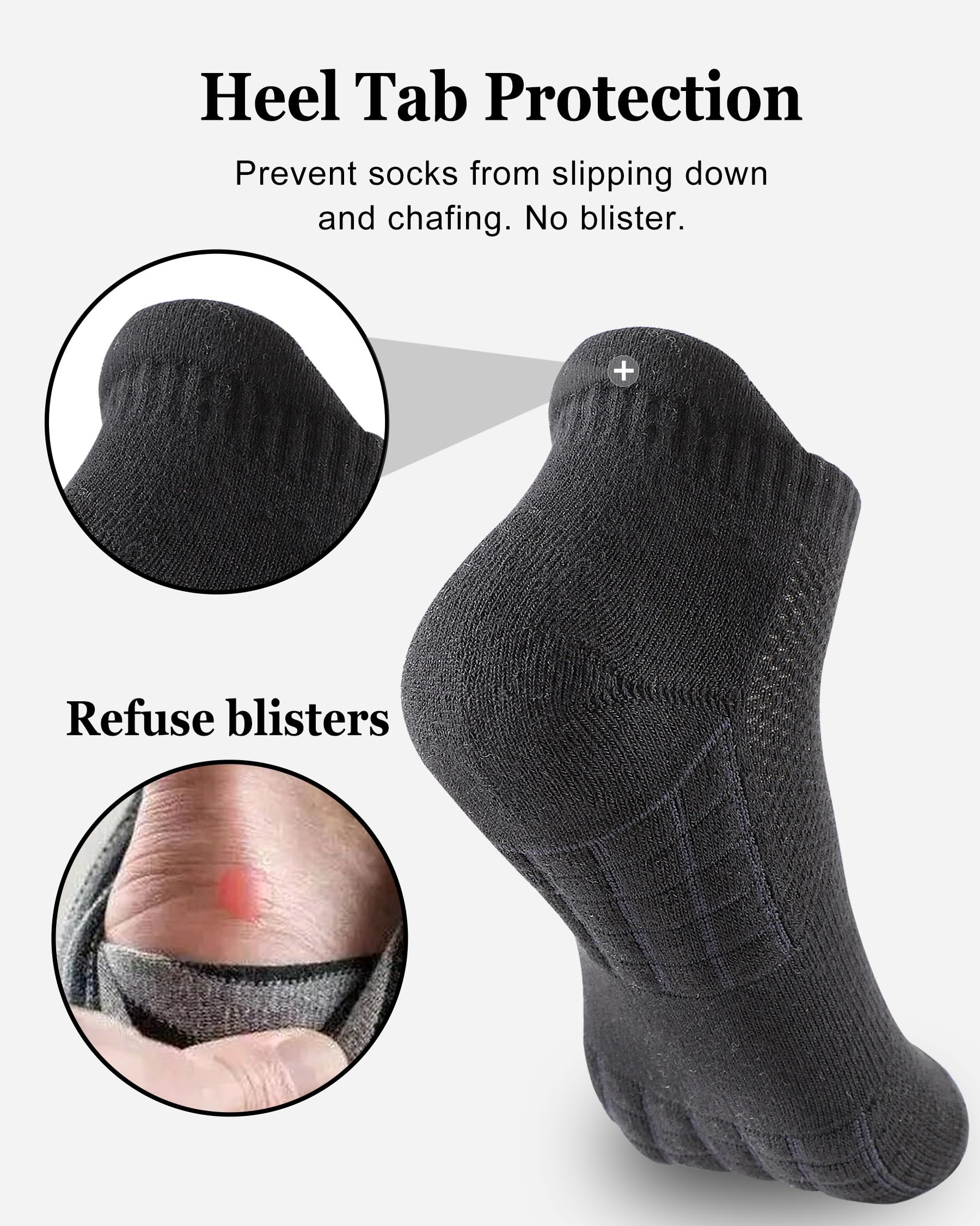 Sportliche Damen-Laufsocken, Anti-Blasen, Baumwolle, gepolstert, feuchtigkeitsableitend, 5 Paar